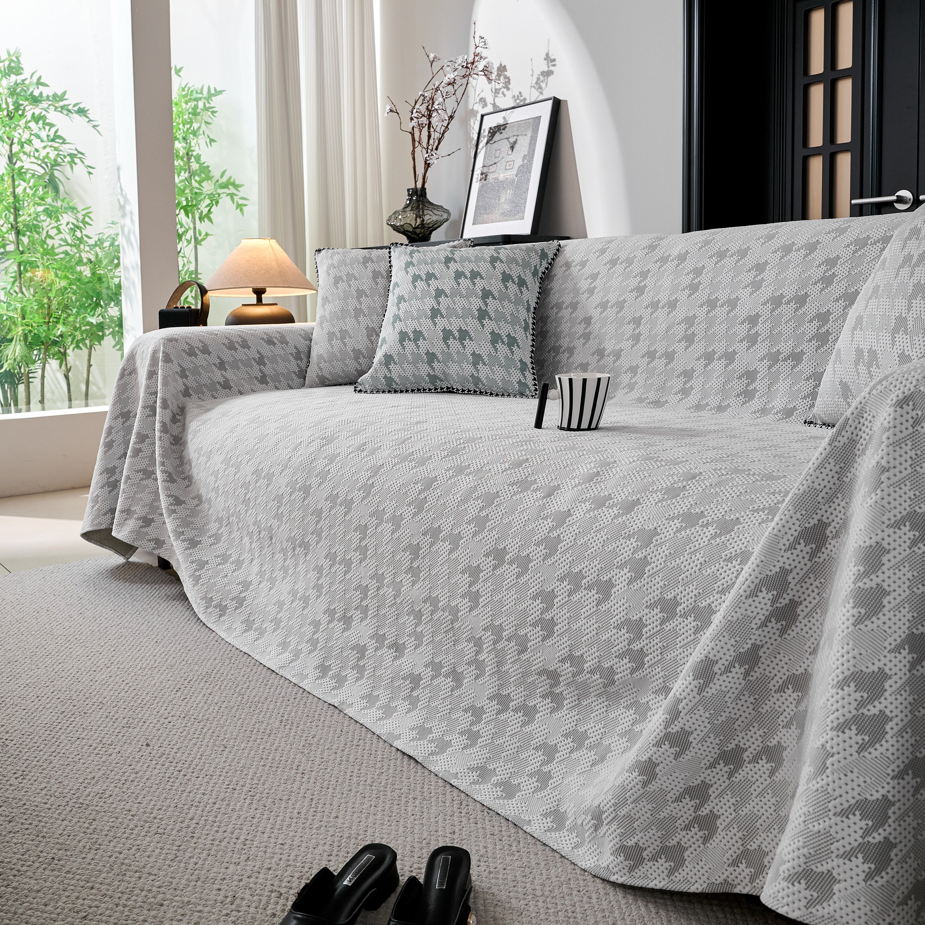 Houndstooth Non Slip Sofa Covers for Sofas Luxury Extra Large Blanket to Cover Couch - Image 12