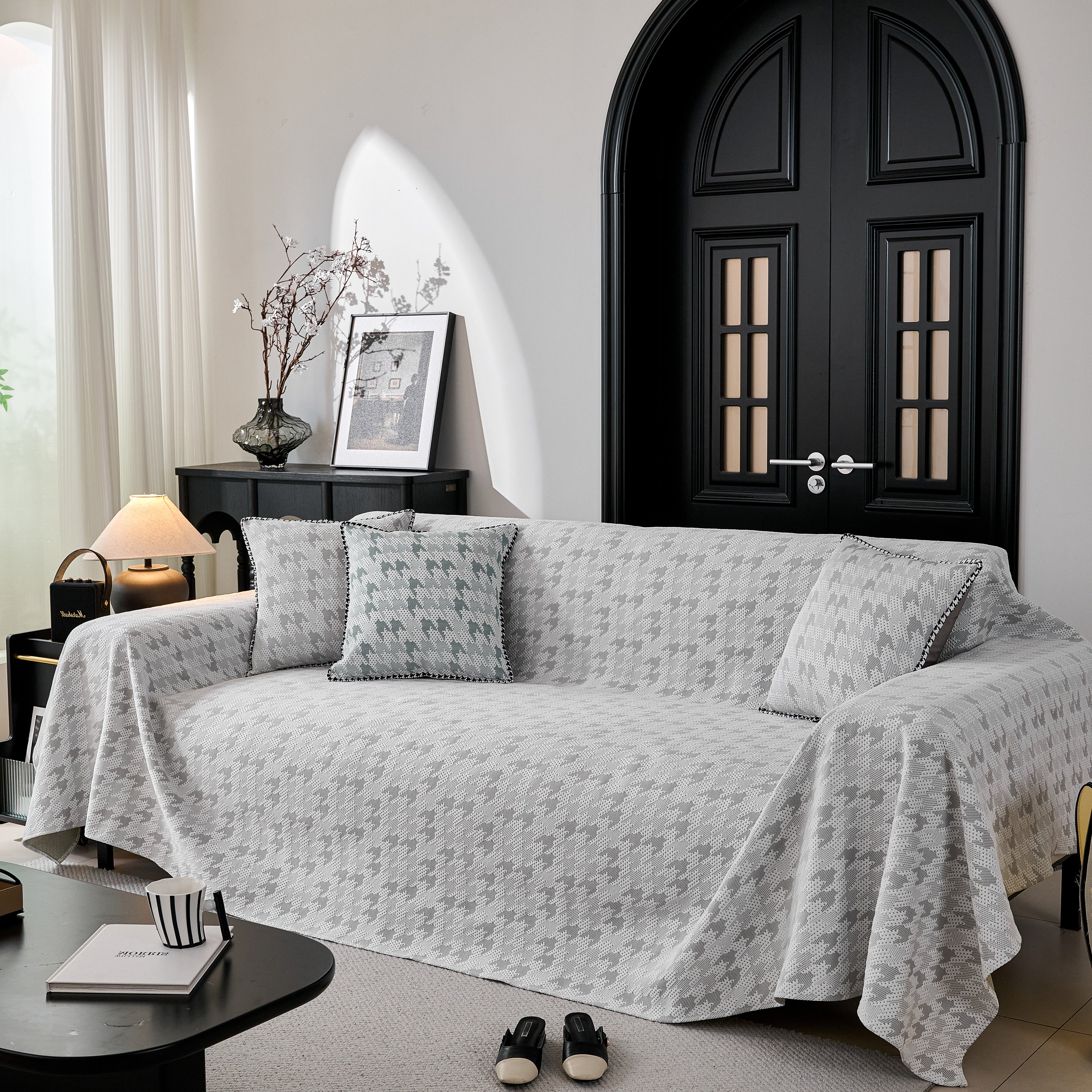 Houndstooth Non Slip Sofa Covers for Sofas Luxury Extra Large Blanket to Cover Couch - Image 14