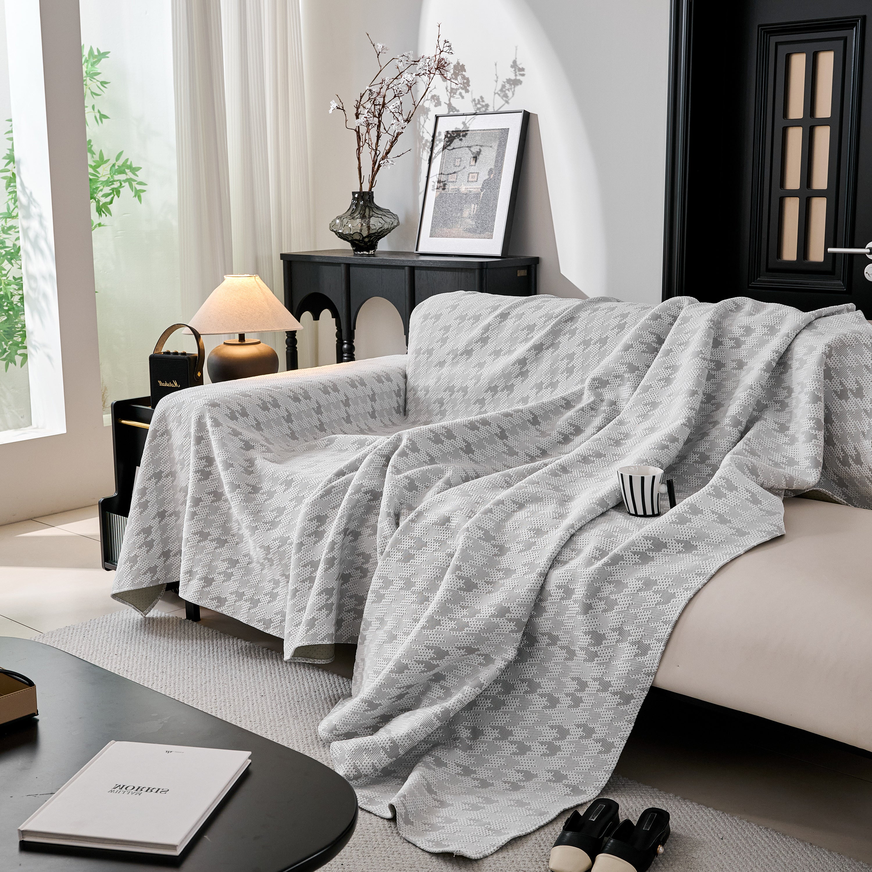 Houndstooth Non Slip Sofa Covers for Sofas Luxury Extra Large Blanket to Cover Couch - Image 17