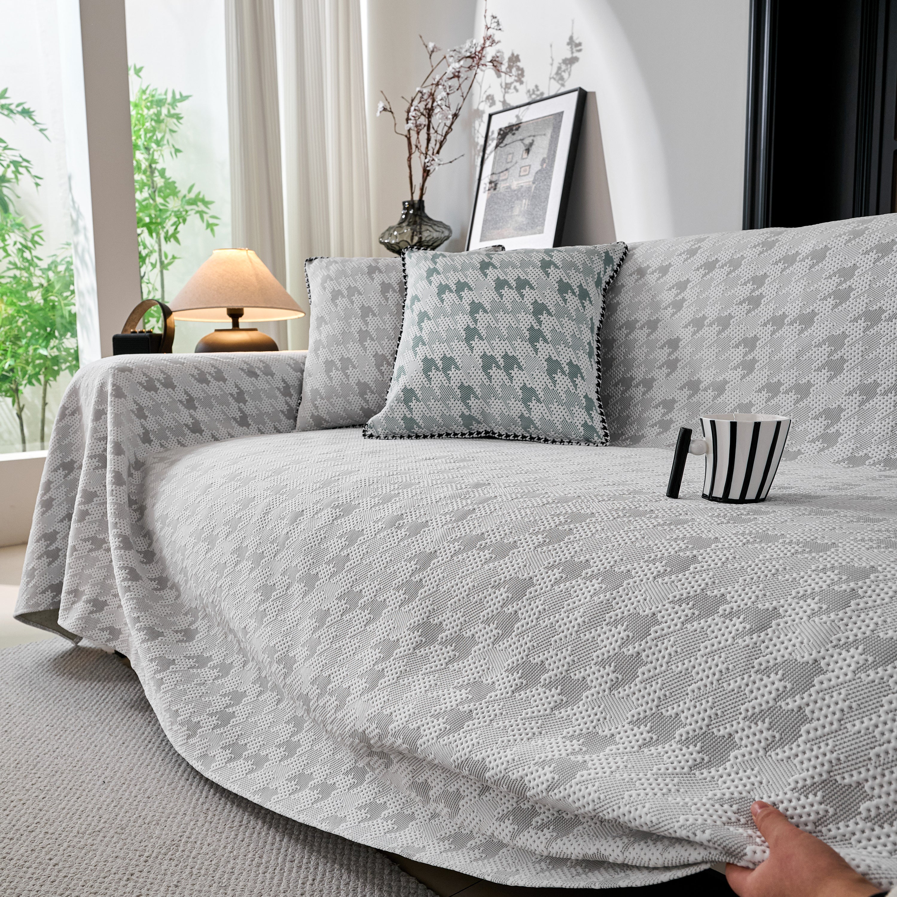 Houndstooth Non Slip Sofa Covers for Sofas Luxury Extra Large Blanket to Cover Couch - Image 18