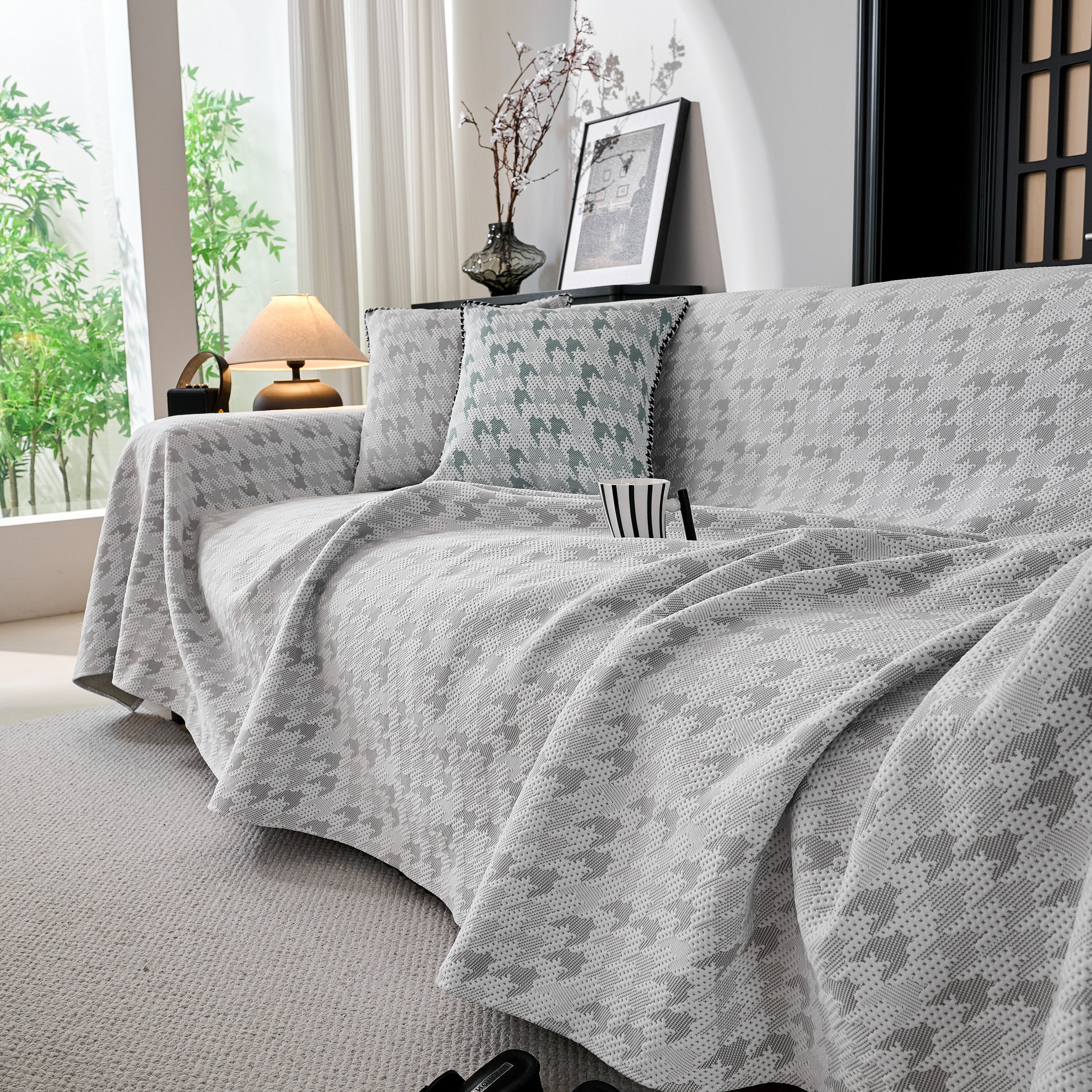 Houndstooth Non Slip Sofa Covers for Sofas Luxury Extra Large Blanket to Cover Couch - Image 19
