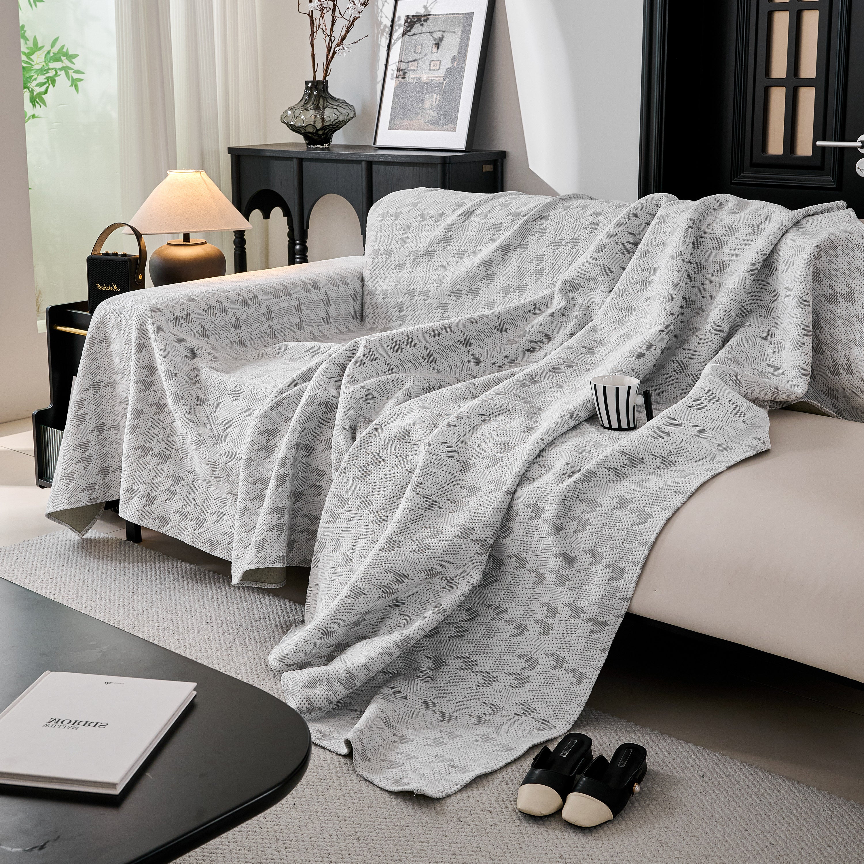 Houndstooth Non Slip Sofa Covers for Sofas Luxury Extra Large Blanket to Cover Couch - Image 21