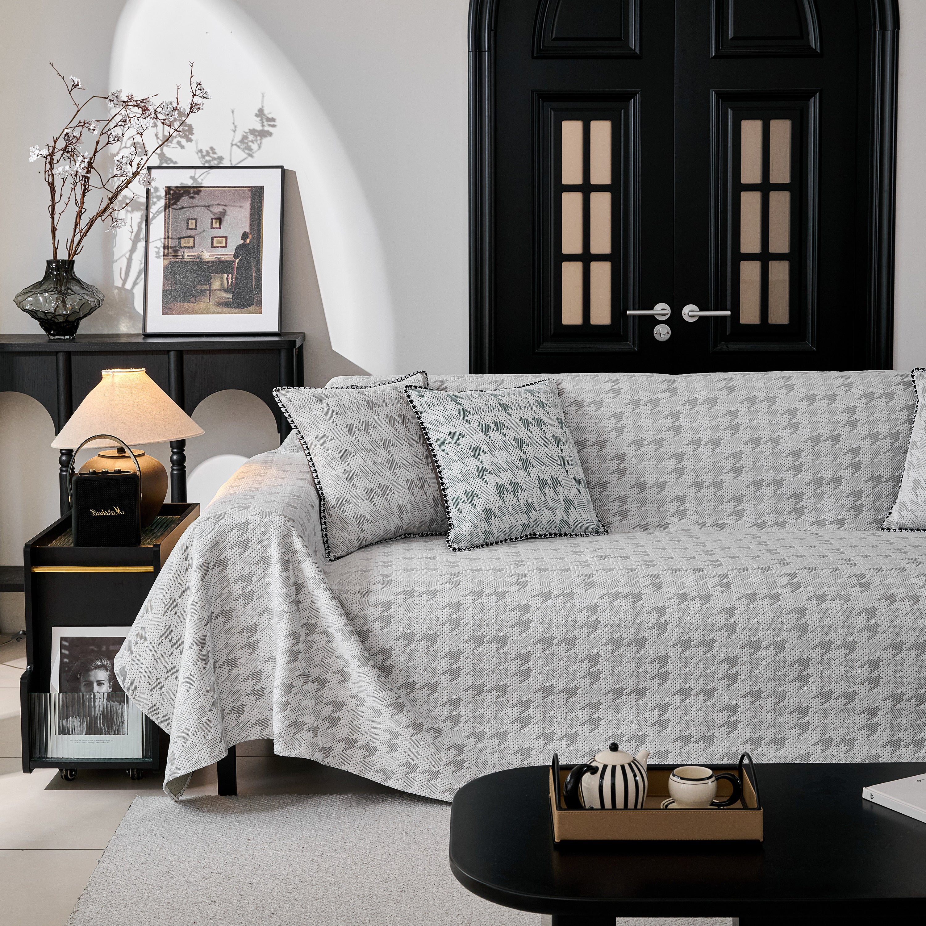 Houndstooth Non Slip Sofa Covers for Sofas Luxury Extra Large Blanket to Cover Couch - Image 22