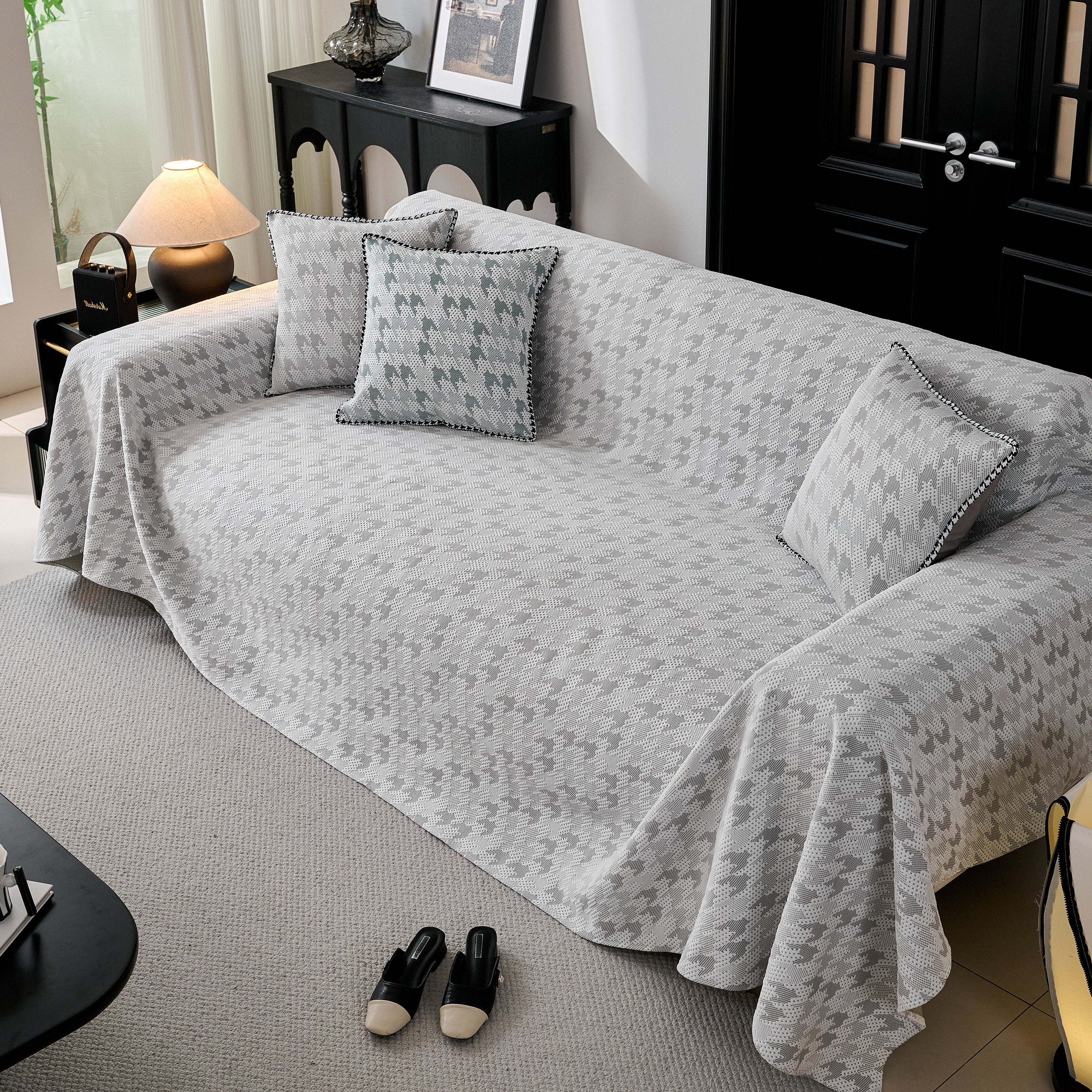 Houndstooth Non Slip Sofa Covers for Sofas Luxury Extra Large Blanket to Cover Couch - Image 23