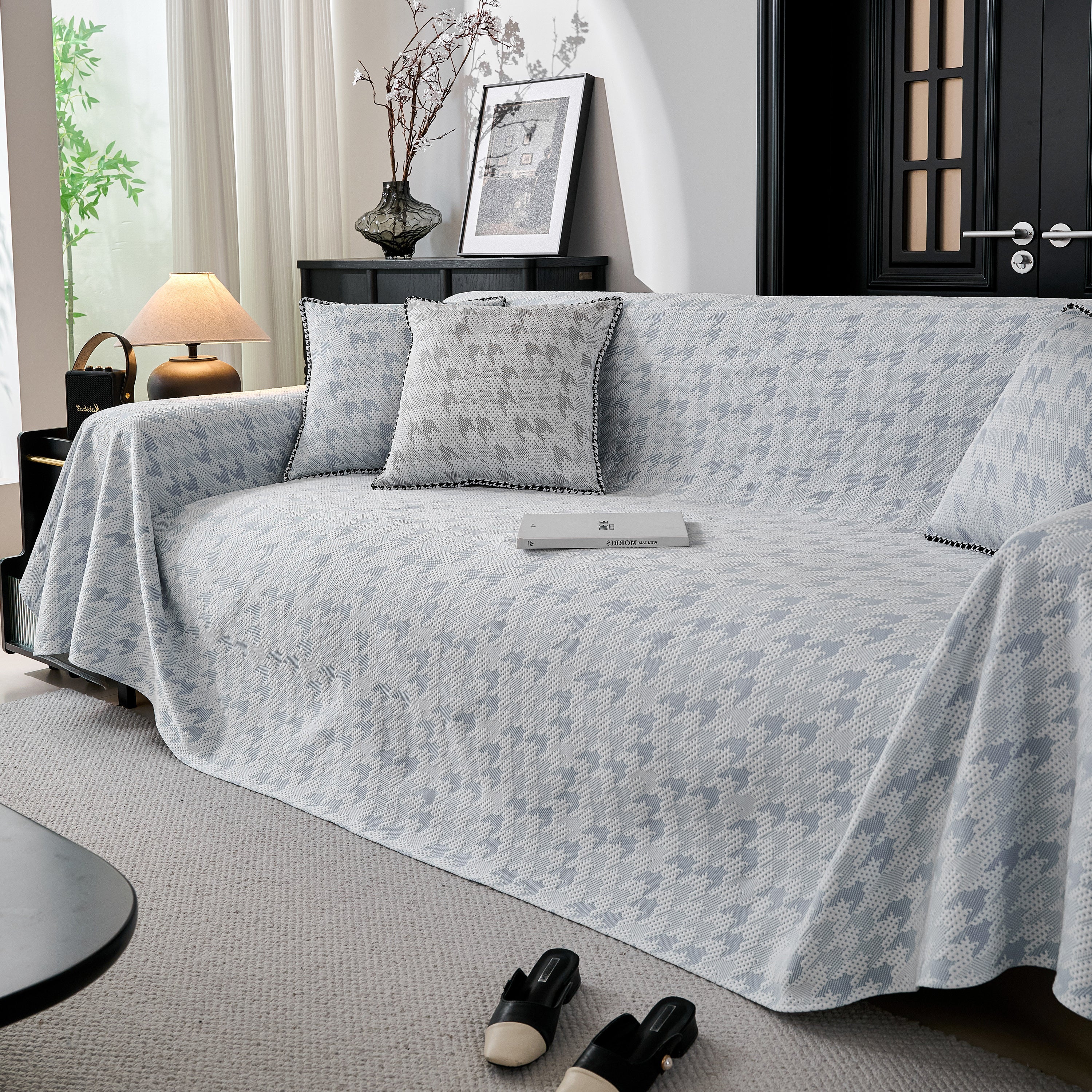 Houndstooth Non Slip Sofa Covers for Sofas Luxury Extra Large Blanket to Cover Couch - Image 24