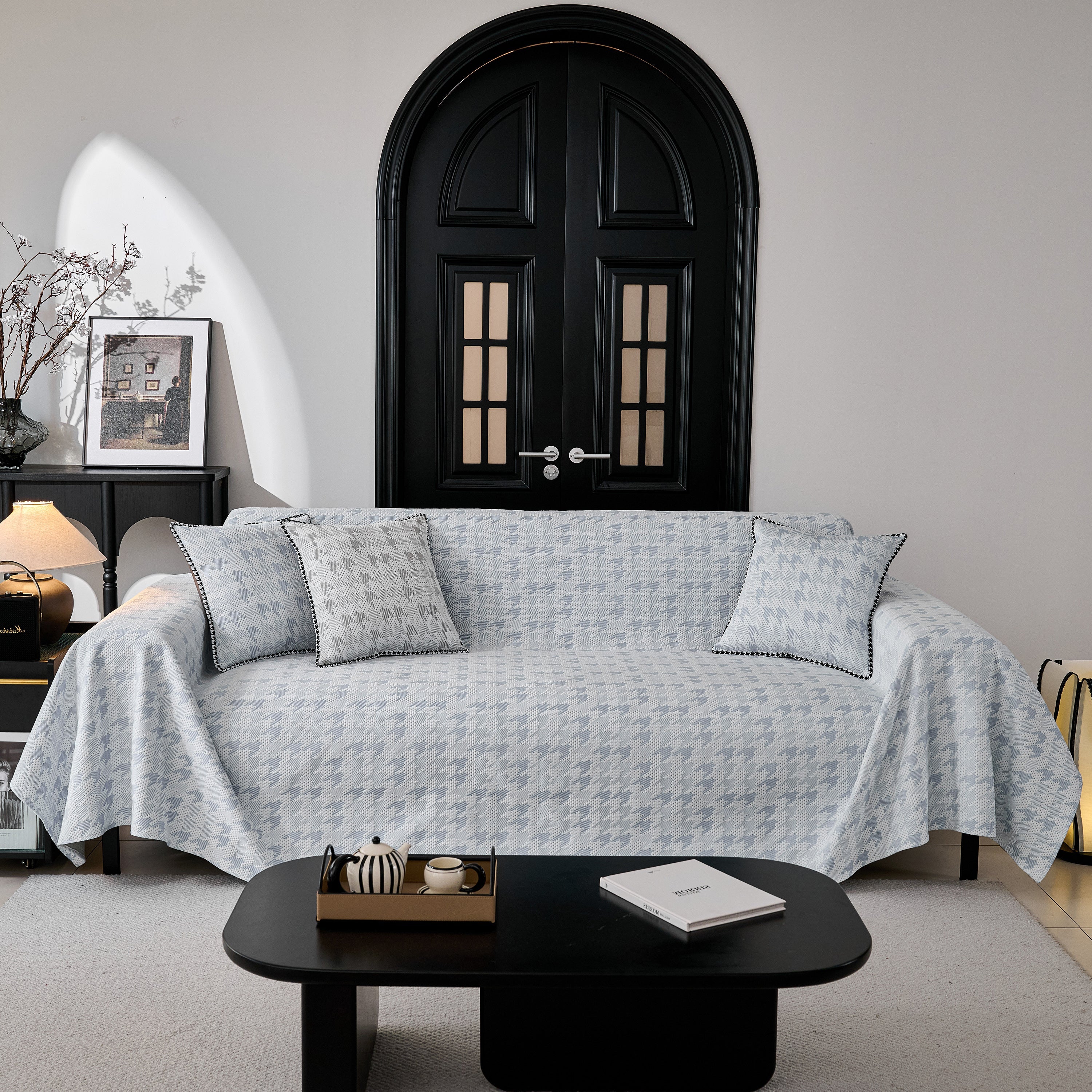 Houndstooth Non Slip Sofa Covers for Sofas Luxury Extra Large Blanket to Cover Couch - Image 25
