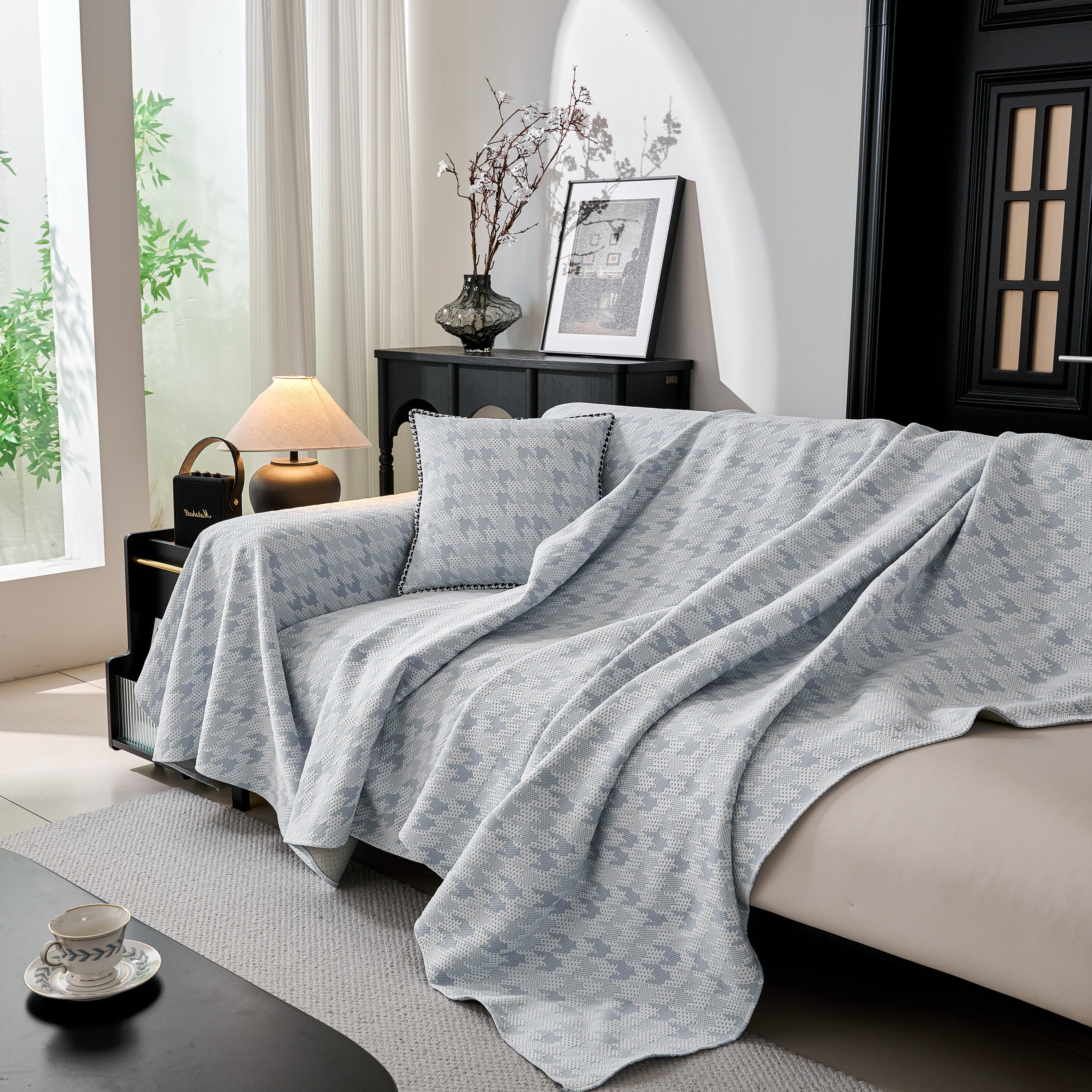 Houndstooth Non Slip Sofa Covers for Sofas Luxury Extra Large Blanket to Cover Couch - Image 32