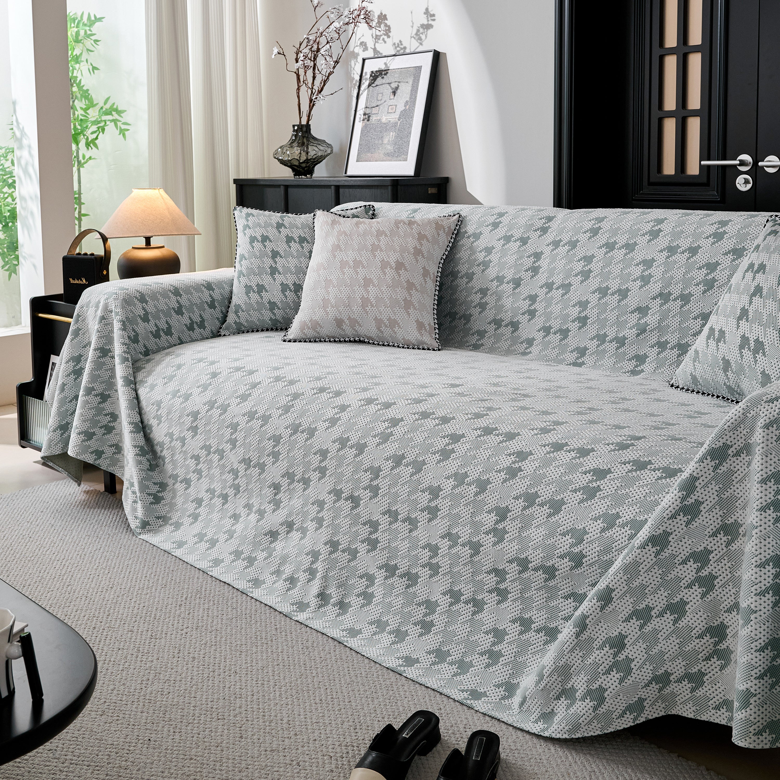 Houndstooth Non Slip Sofa Covers for Sofas Luxury Extra Large Blanket to Cover Couch - Image 41