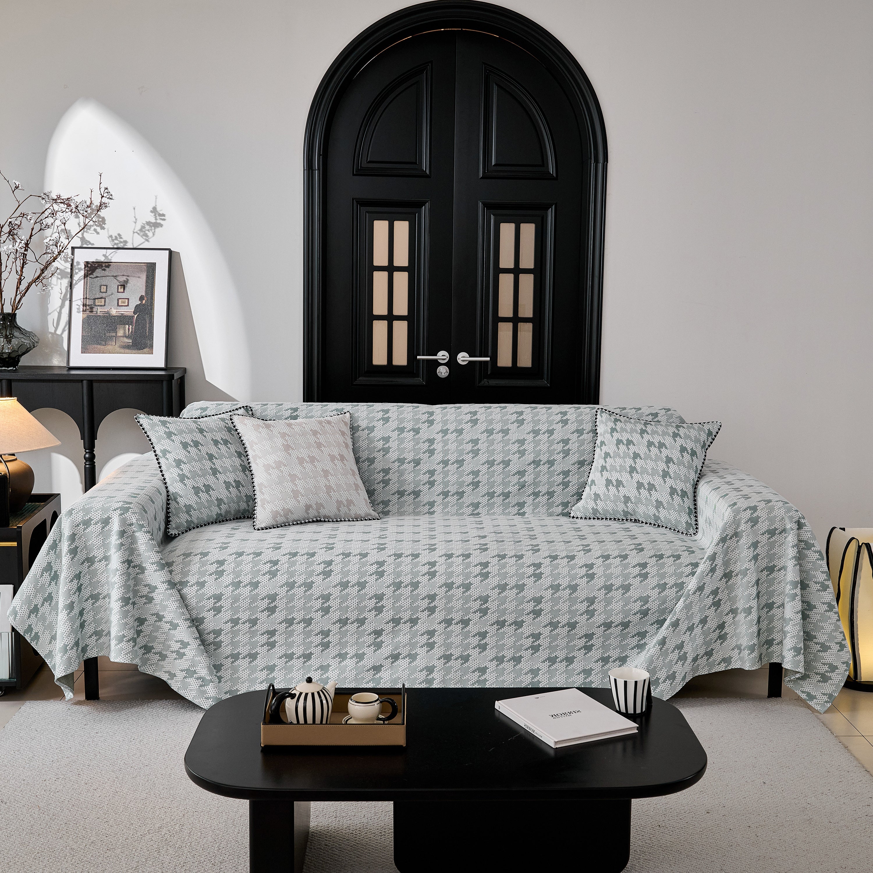 Houndstooth Non Slip Sofa Covers for Sofas Luxury Extra Large Blanket to Cover Couch - Image 42