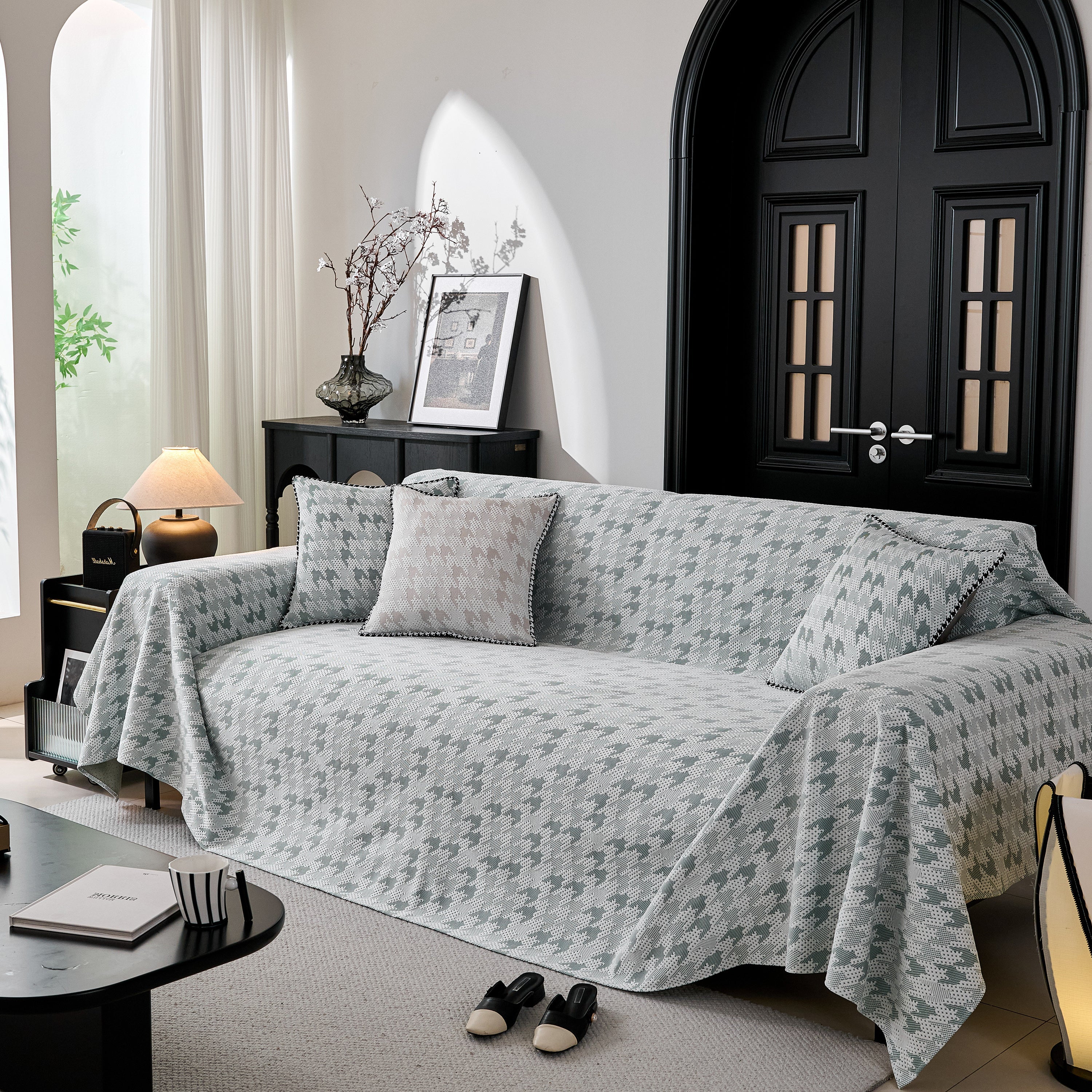 Houndstooth Non Slip Sofa Covers for Sofas Luxury Extra Large Blanket to Cover Couch - Image 43