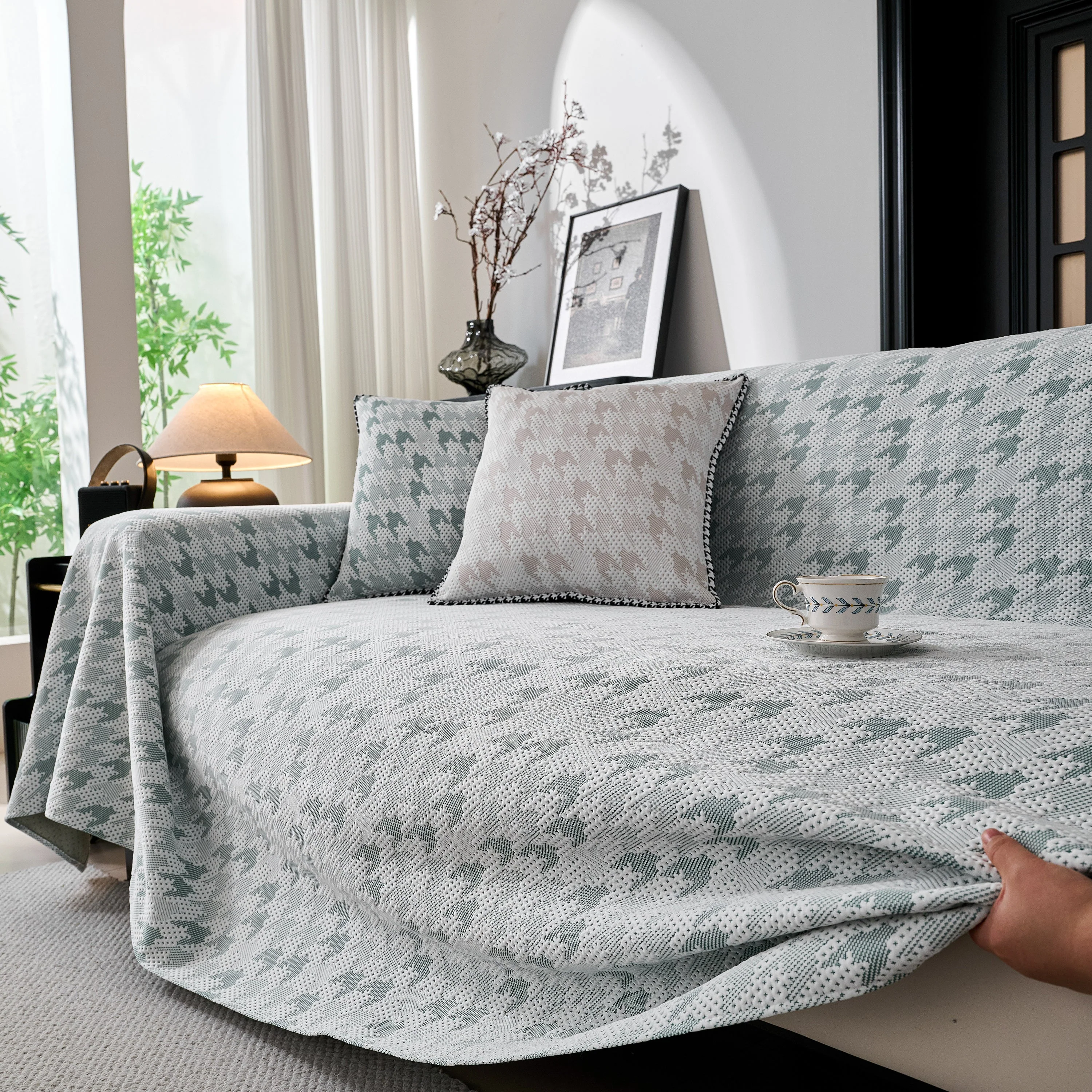 Houndstooth Non Slip Sofa Covers for Sofas Luxury Extra Large Blanket to Cover Couch - Image 46