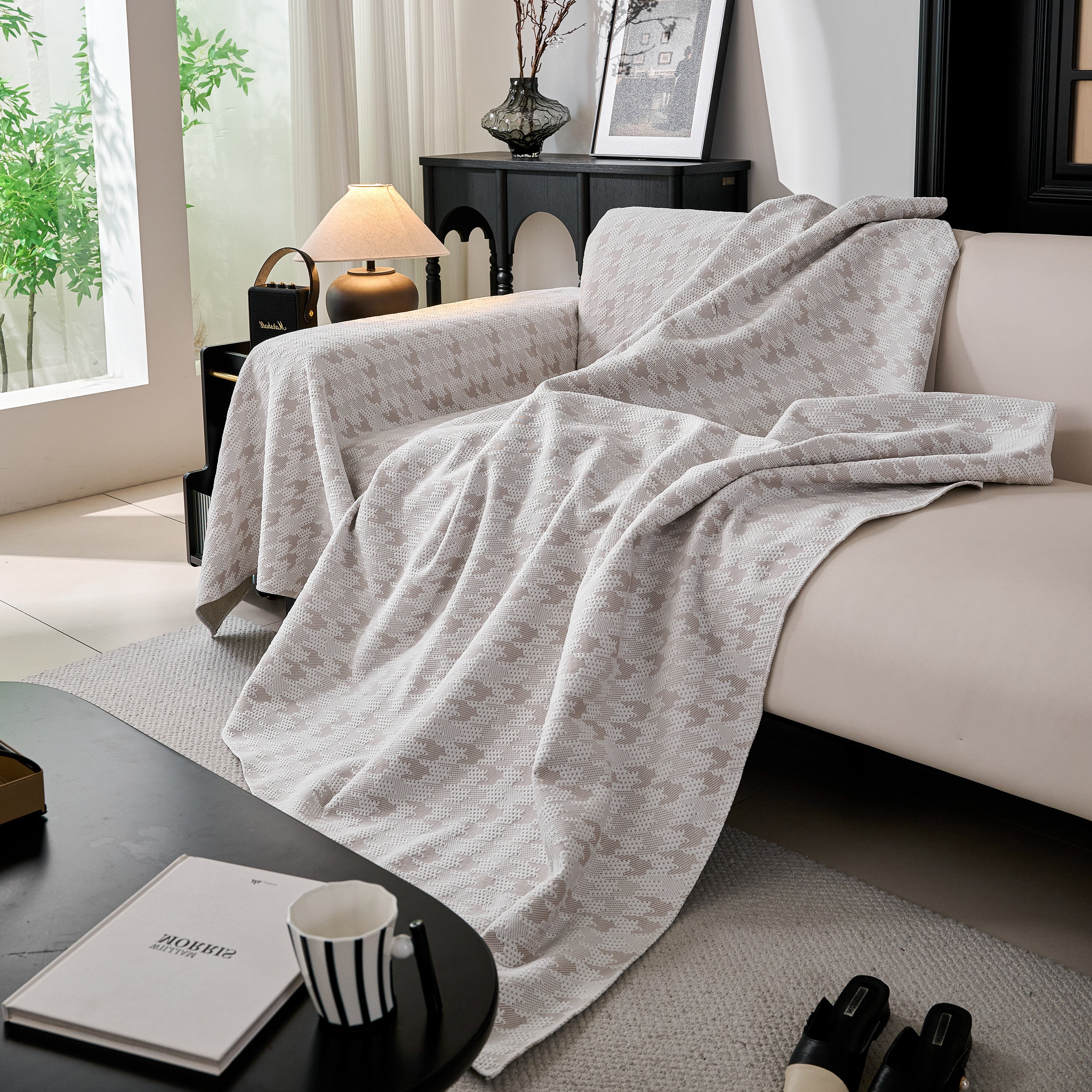 Houndstooth Non Slip Sofa Covers for Sofas Luxury Extra Large Blanket to Cover Couch - Image 5