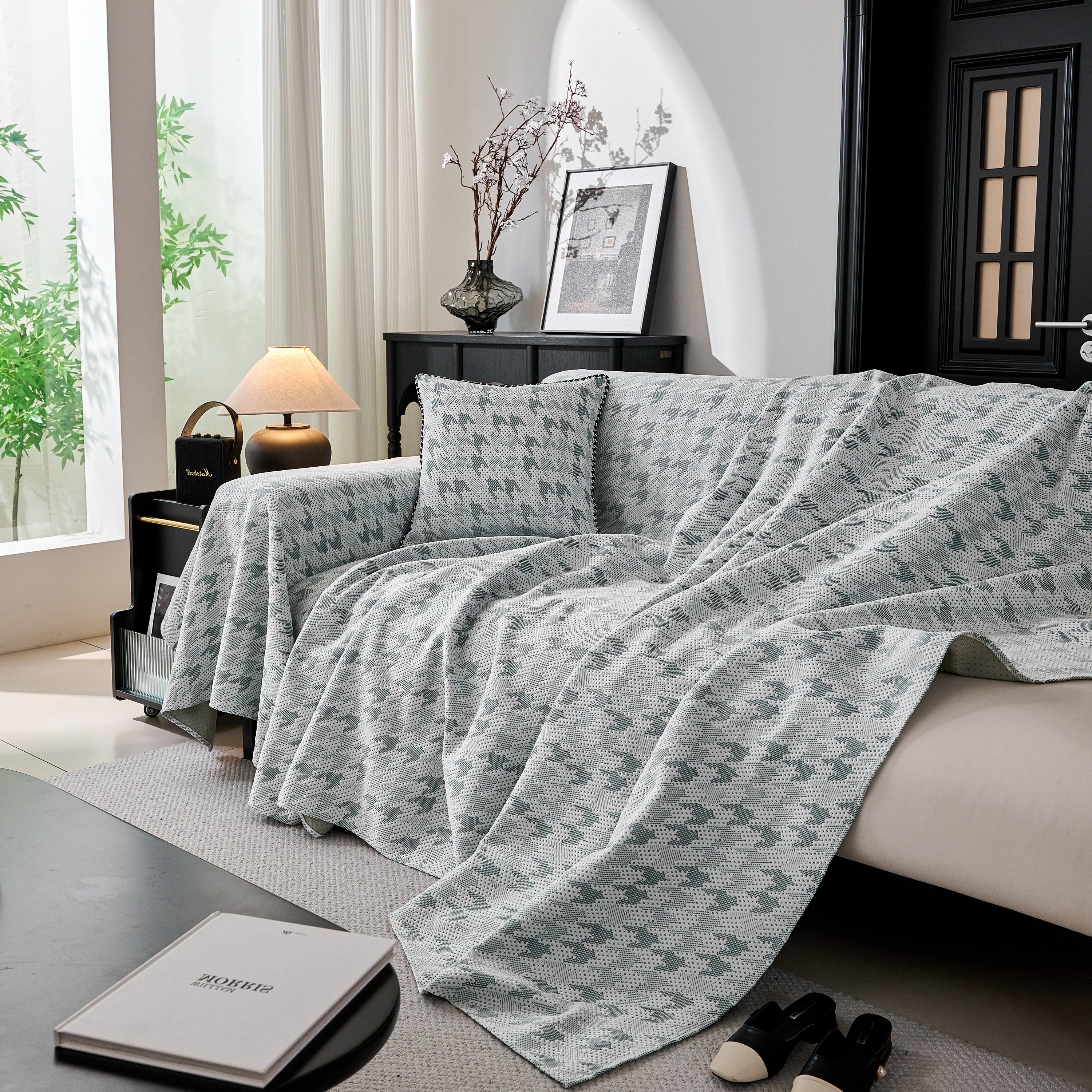 Houndstooth Non Slip Sofa Covers for Sofas Luxury Extra Large Blanket to Cover Couch - Image 51