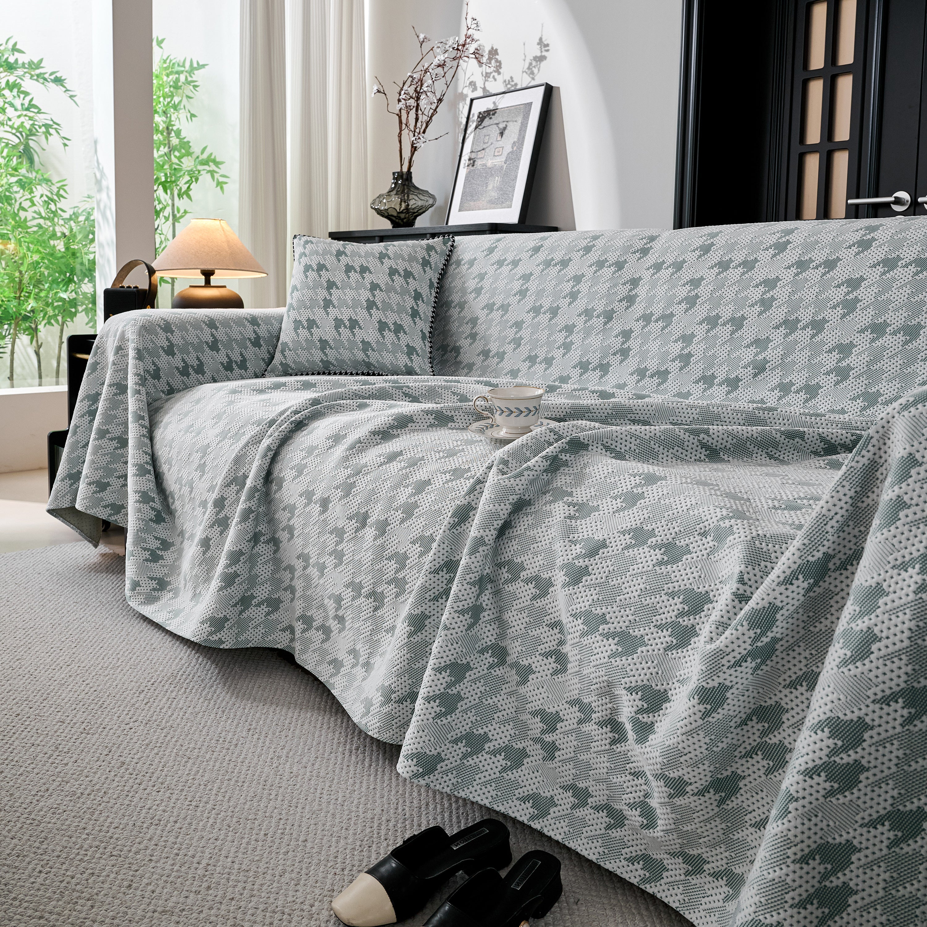 Houndstooth Non Slip Sofa Covers for Sofas Luxury Extra Large Blanket to Cover Couch - Image 54