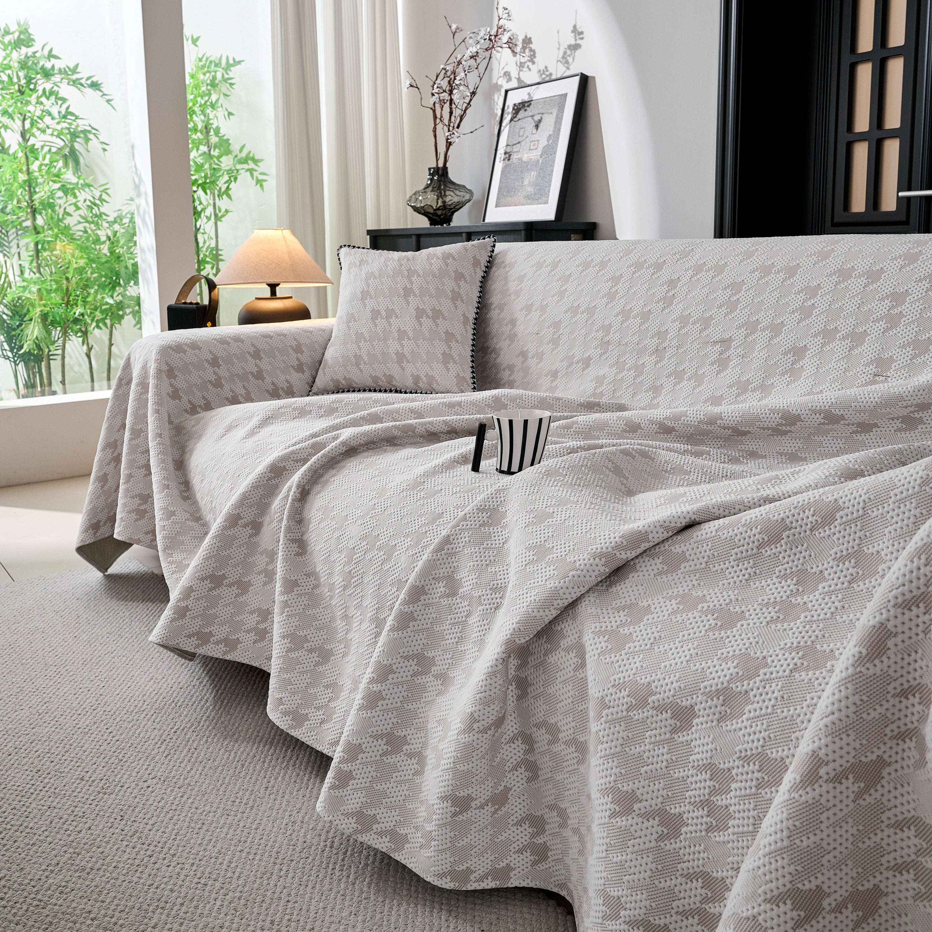 Houndstooth Non Slip Sofa Covers for Sofas Luxury Extra Large Blanket to Cover Couch - Image 7