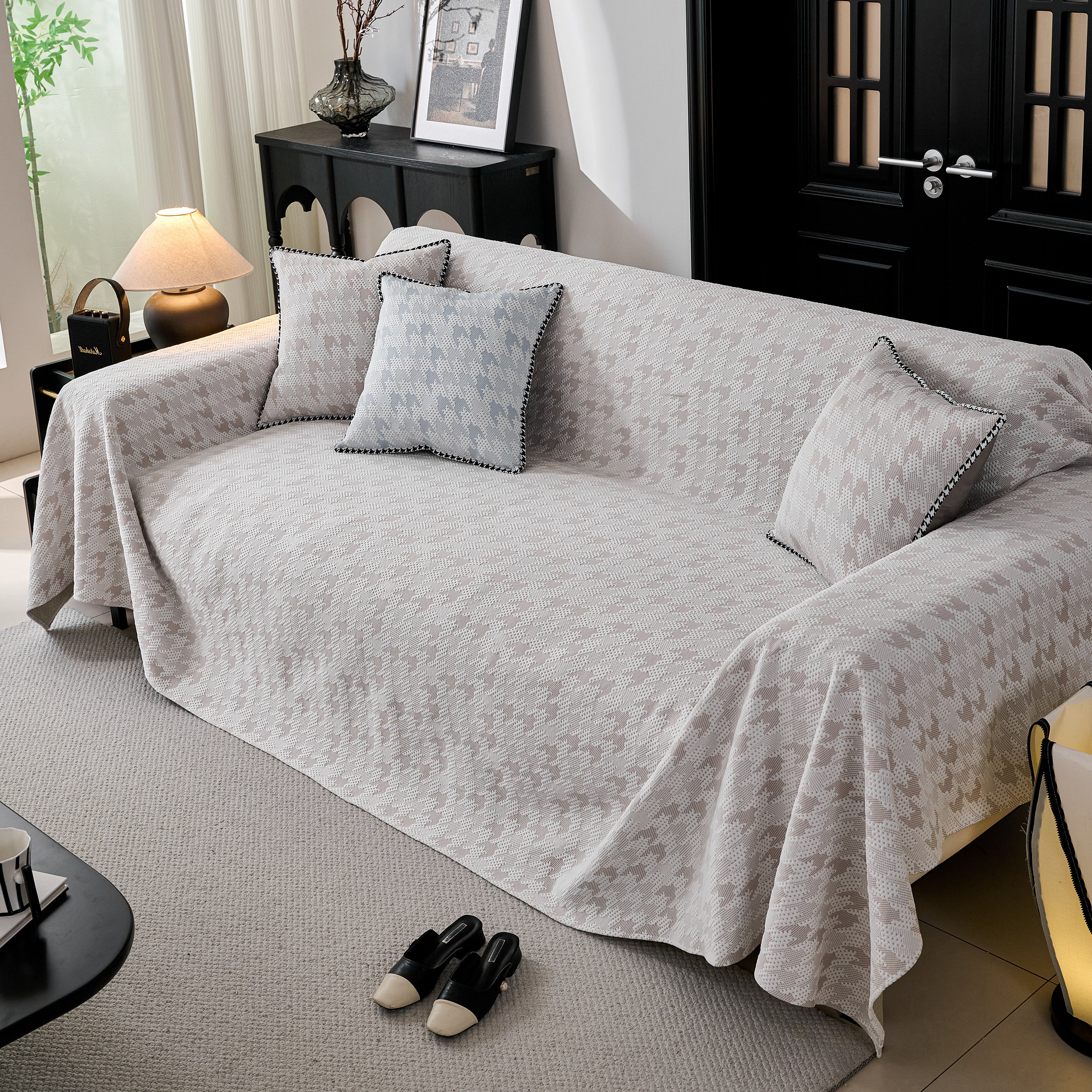 Houndstooth Non Slip Sofa Covers for Sofas Luxury Extra Large Blanket to Cover Couch - Image 9