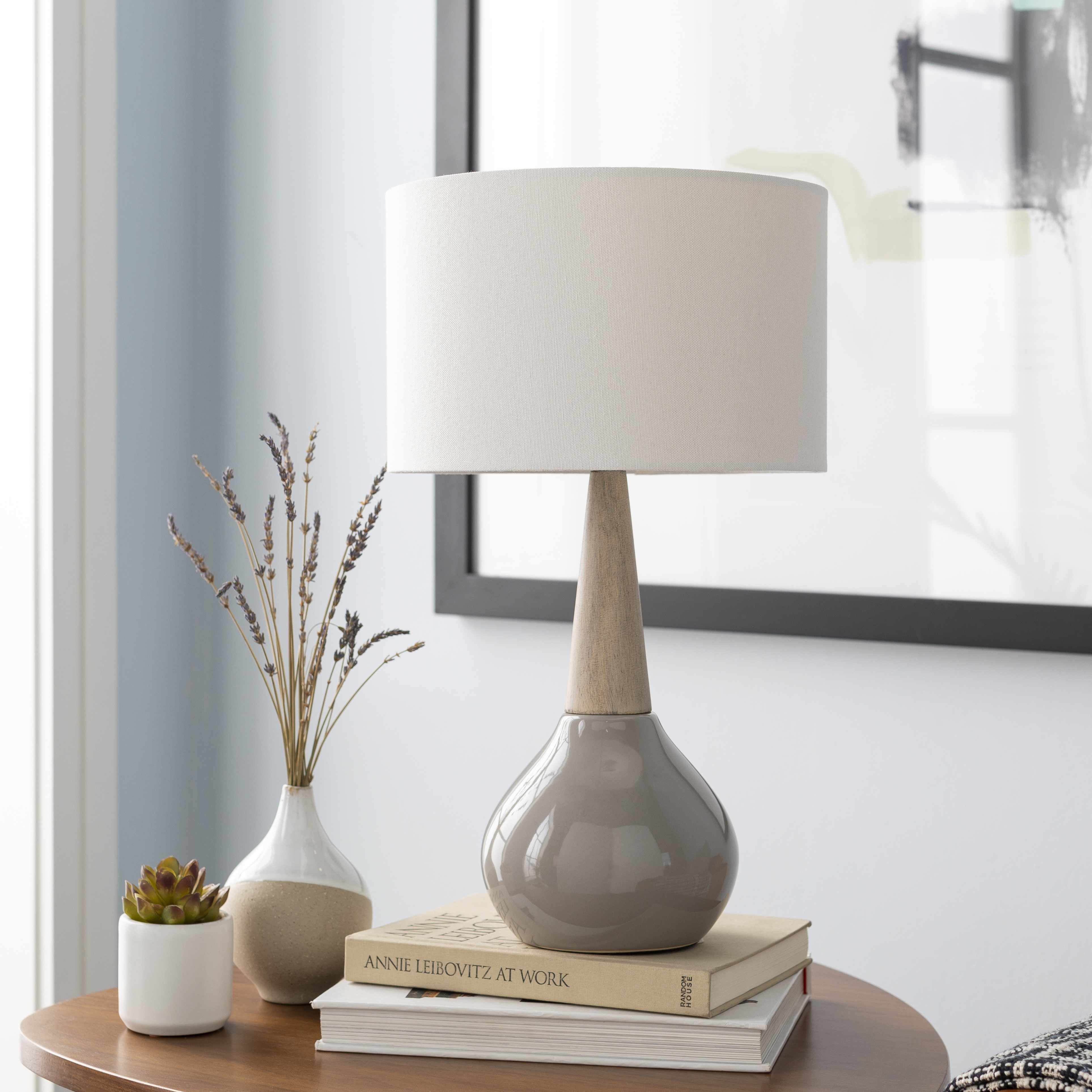 Hydesville Gray Ceramic Table Lamp - Image 2