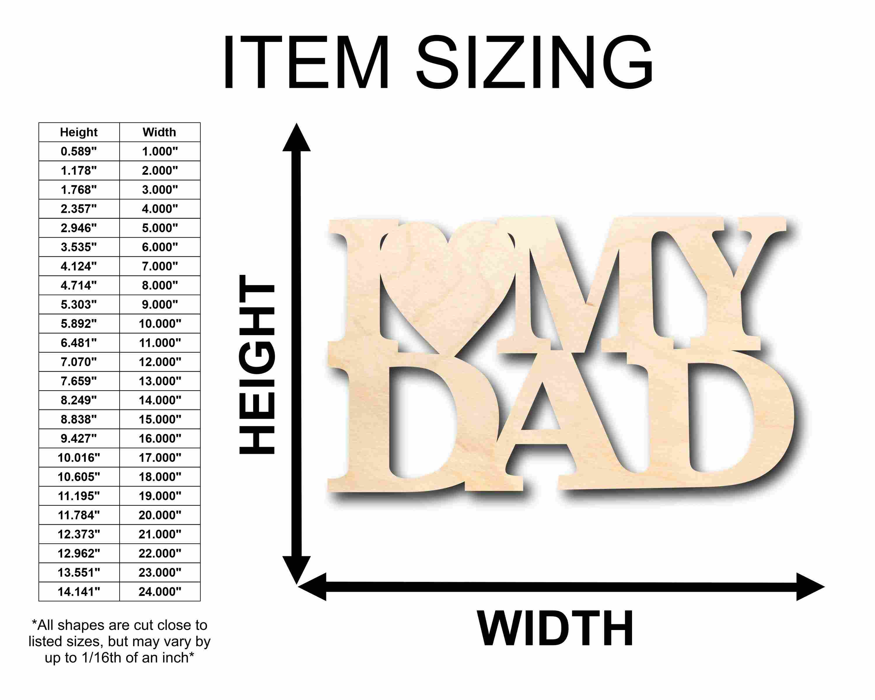 I Love My Dad Unfinished Wood Cutout DIY handmade Craft - Image 2