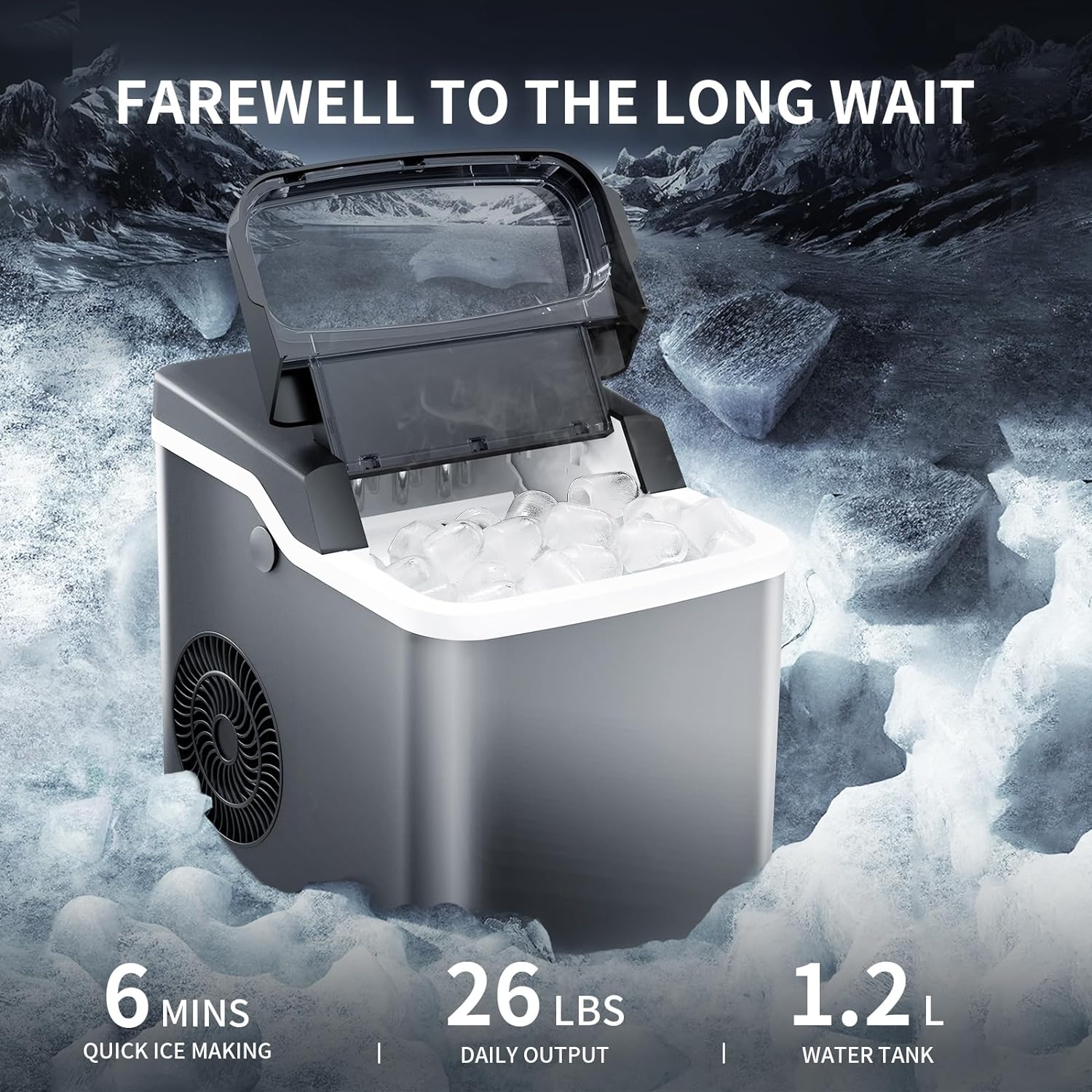 Ice Makers Countertop,26.5Lbs/24H,Self-Cleaning Portable Ice Maker Machine with HandleZ4701 - Image 10