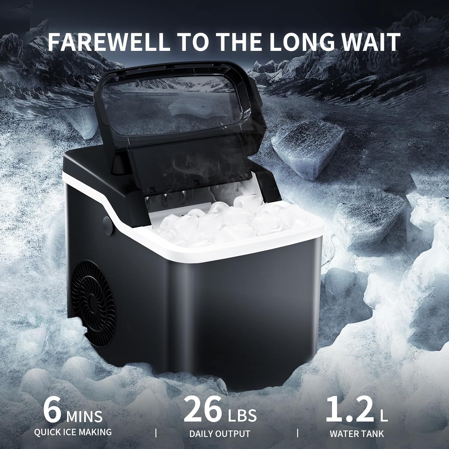 Ice Makers Countertop,26.5Lbs/24H,Self-Cleaning Portable Ice Maker Machine with HandleZ4701 - Image 2
