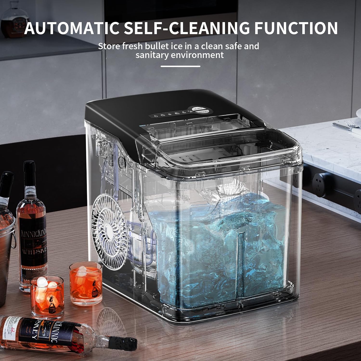 Ice Makers Countertop,26.5Lbs/24H,Self-Cleaning Portable Ice Maker Machine with HandleZ4701 - Image 4