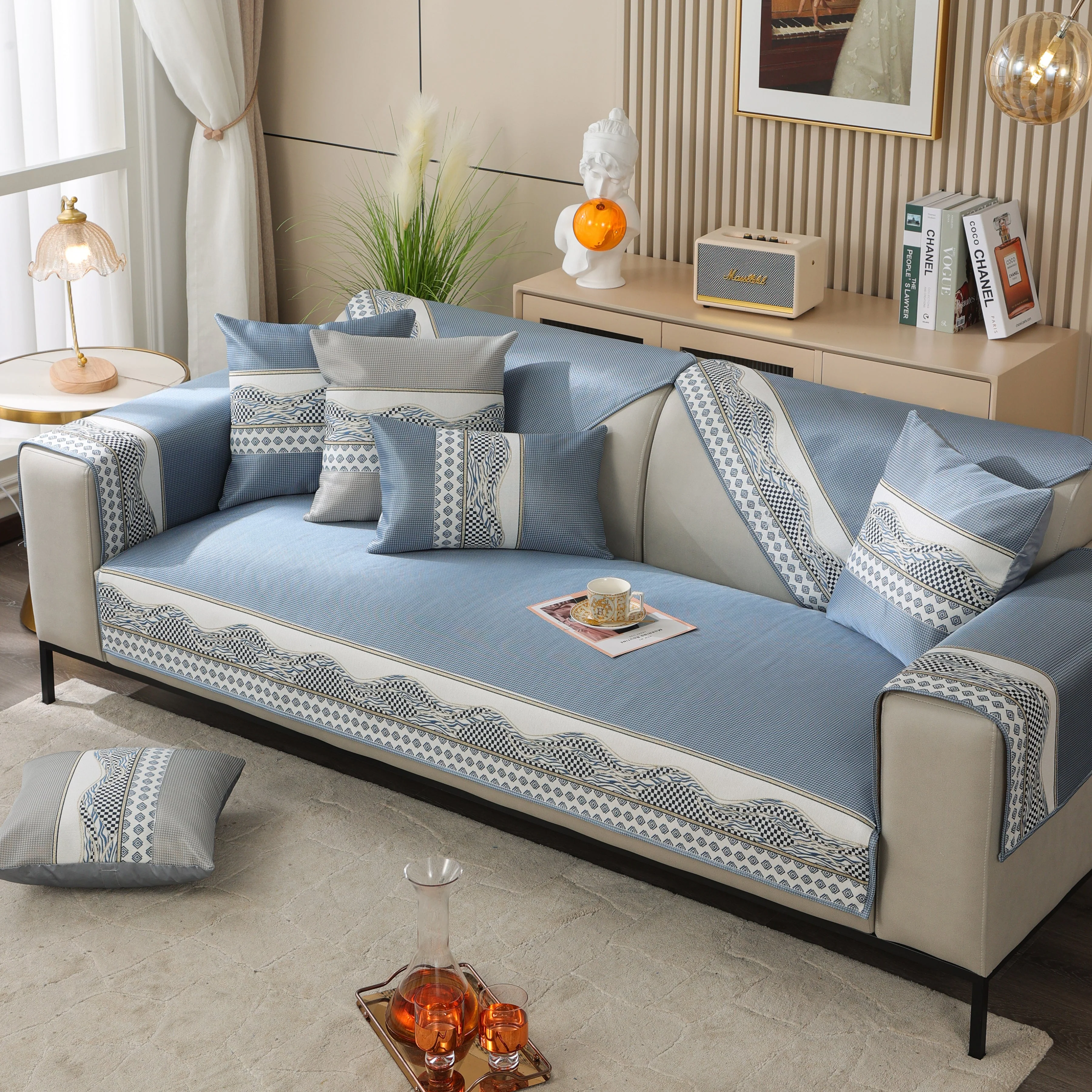 Ice Silk Sofa Cover Non-Slip Slipcover Sofa Cushion Covers Couch Protector for Pets - Image 10