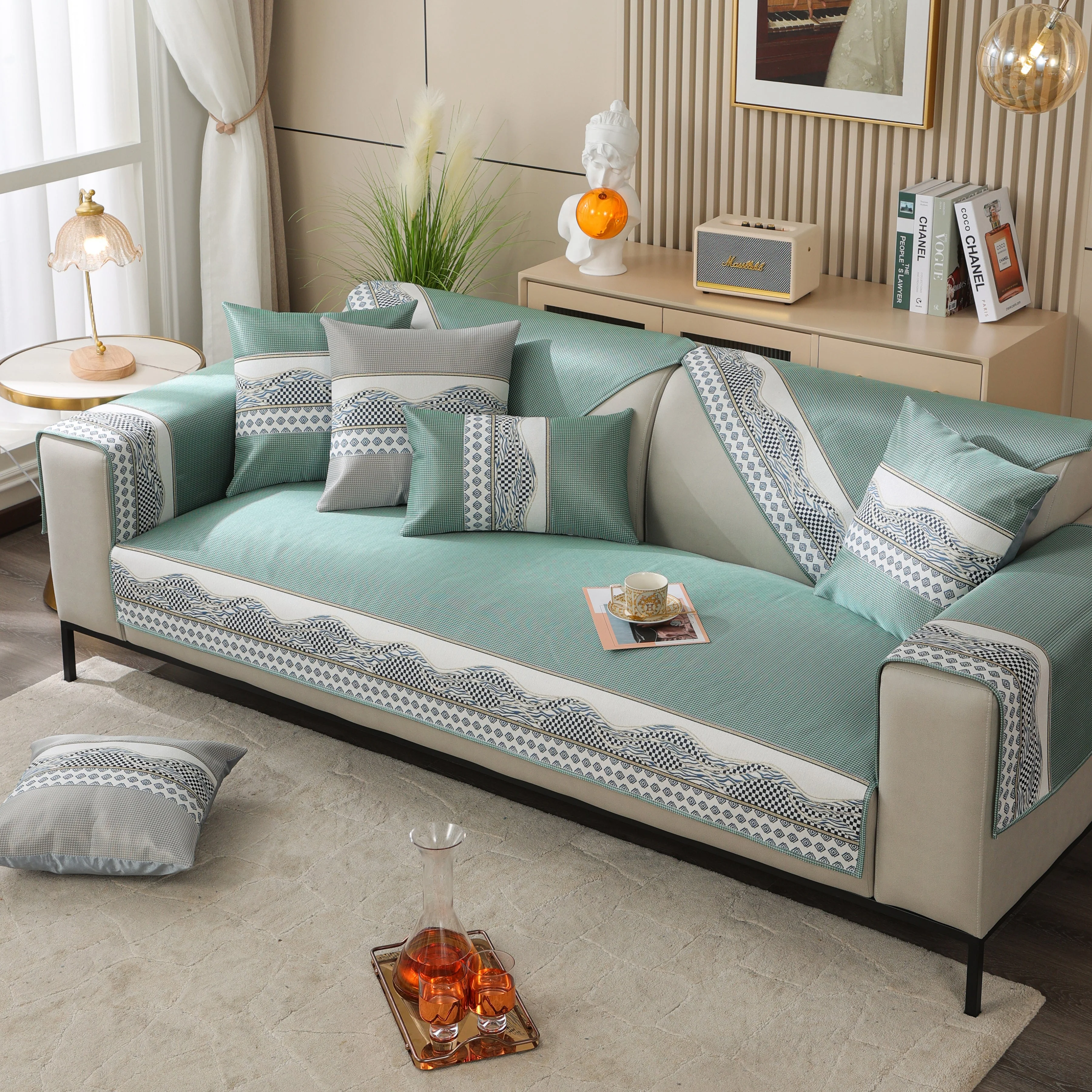 Ice Silk Sofa Cover Non-Slip Slipcover Sofa Cushion Covers Couch Protector for Pets - Image 8