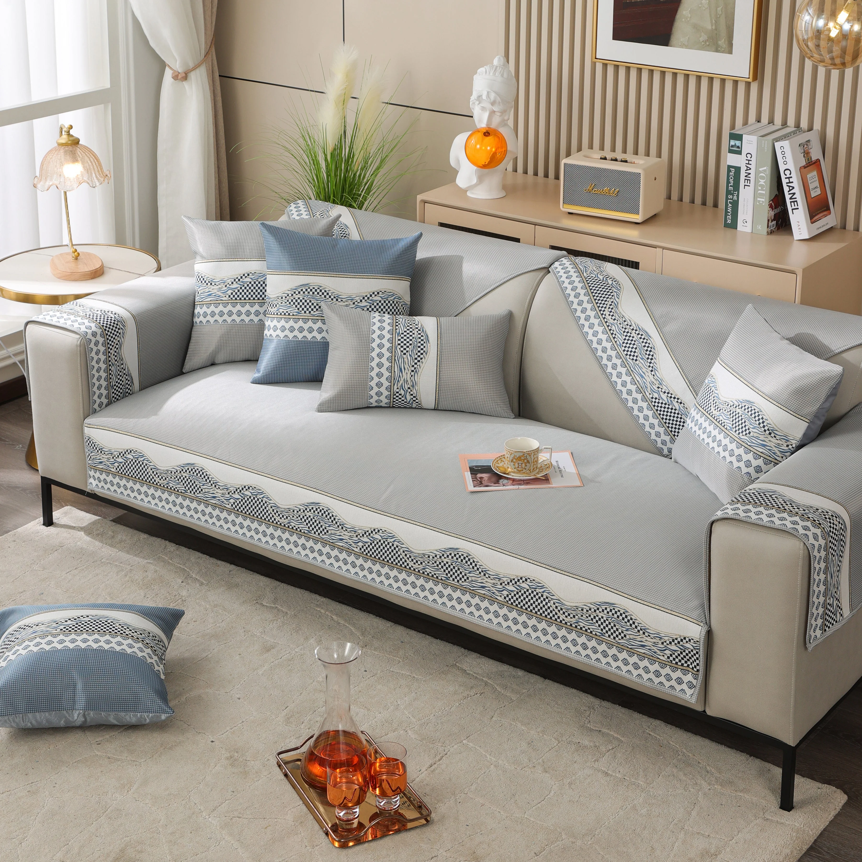 Ice Silk Sofa Cover Non-Slip Slipcover Sofa Cushion Covers Couch Protector for Pets - Image 9