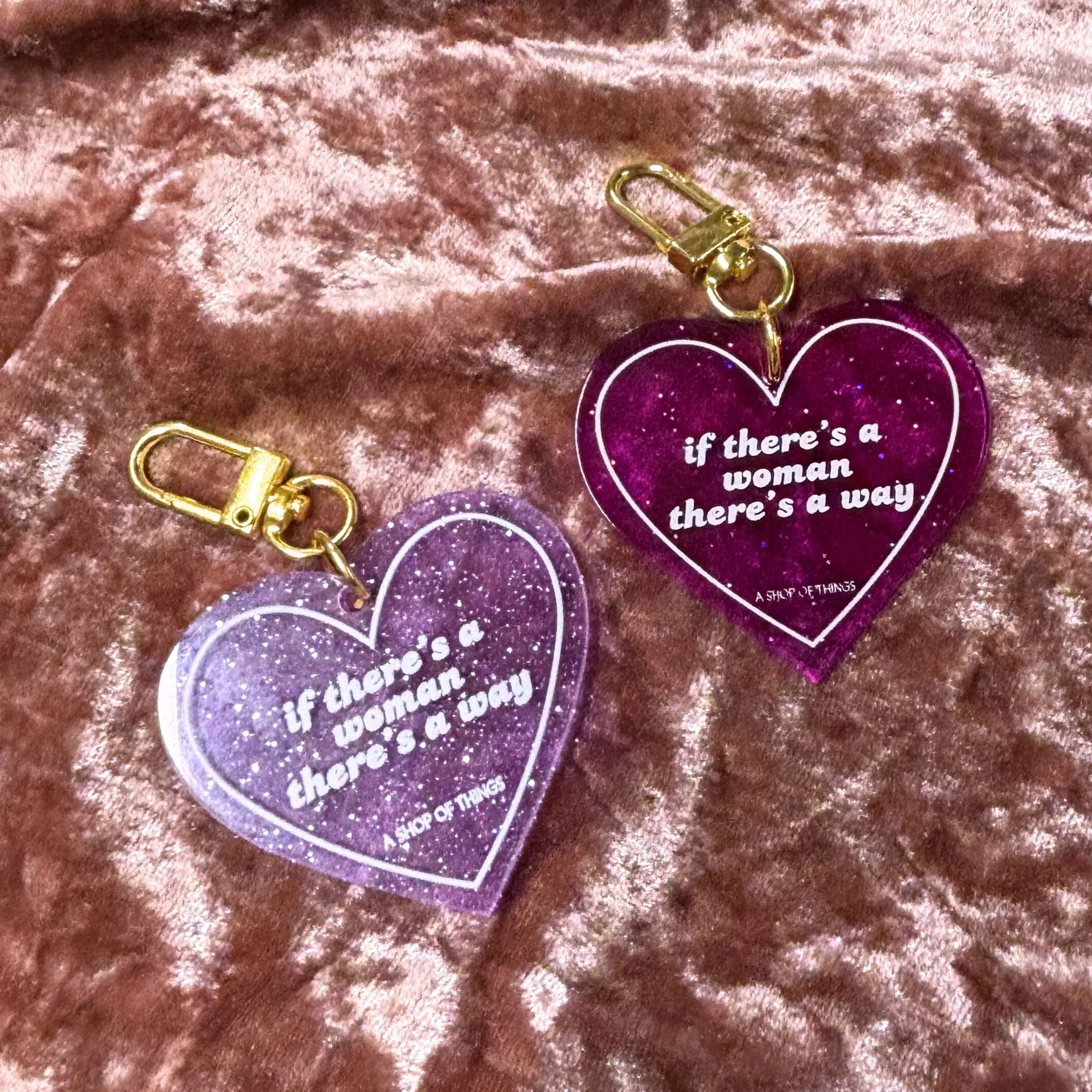 If There's A Woman There's A Way Heart Shaped Keychain - Image 11