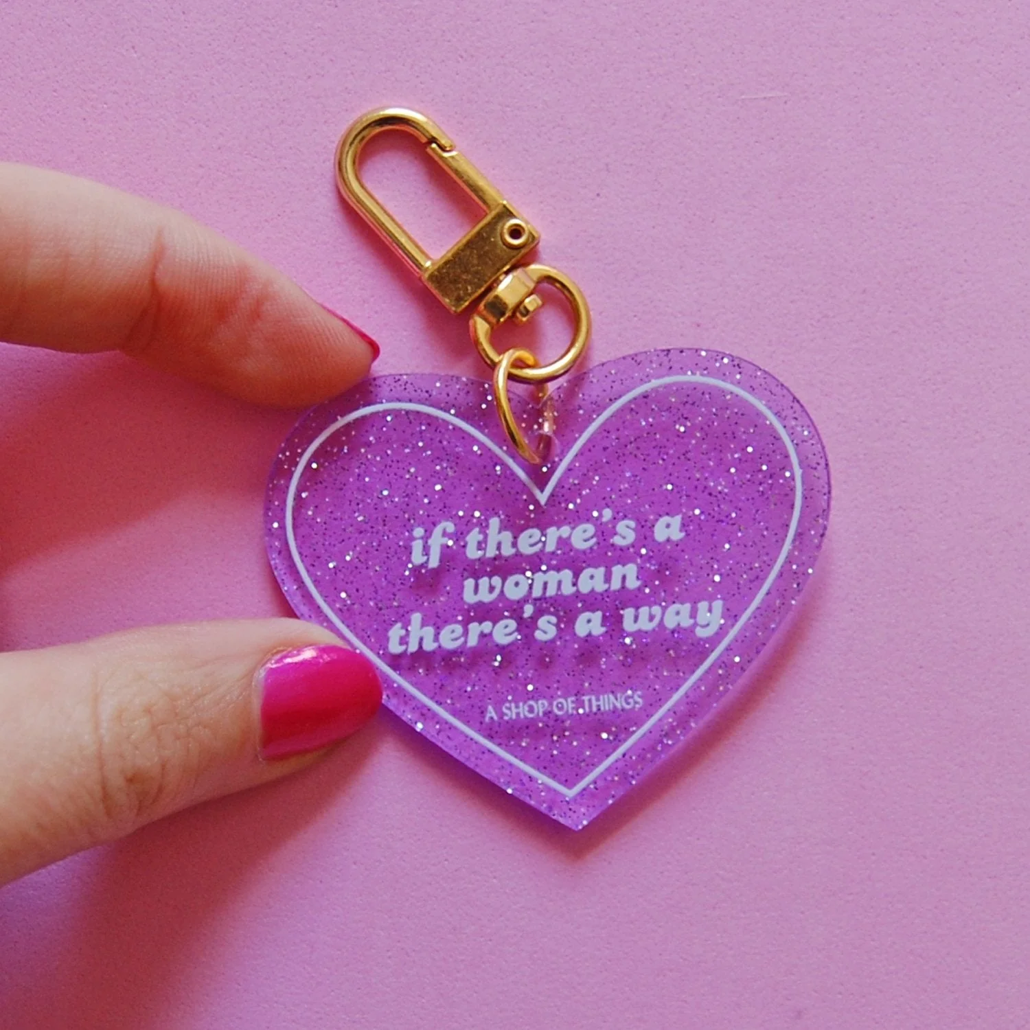 If There's A Woman There's A Way Heart Shaped Keychain - Image 2