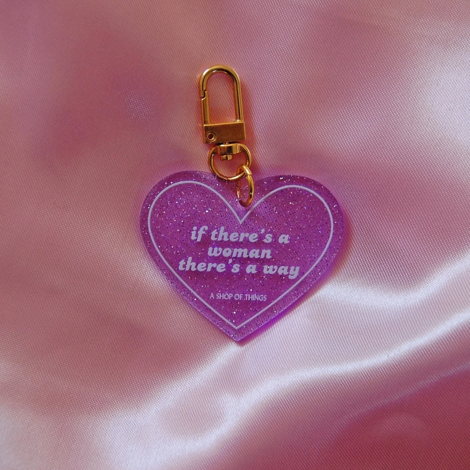 If There's A Woman There's A Way Heart Shaped Keychain - Image 3