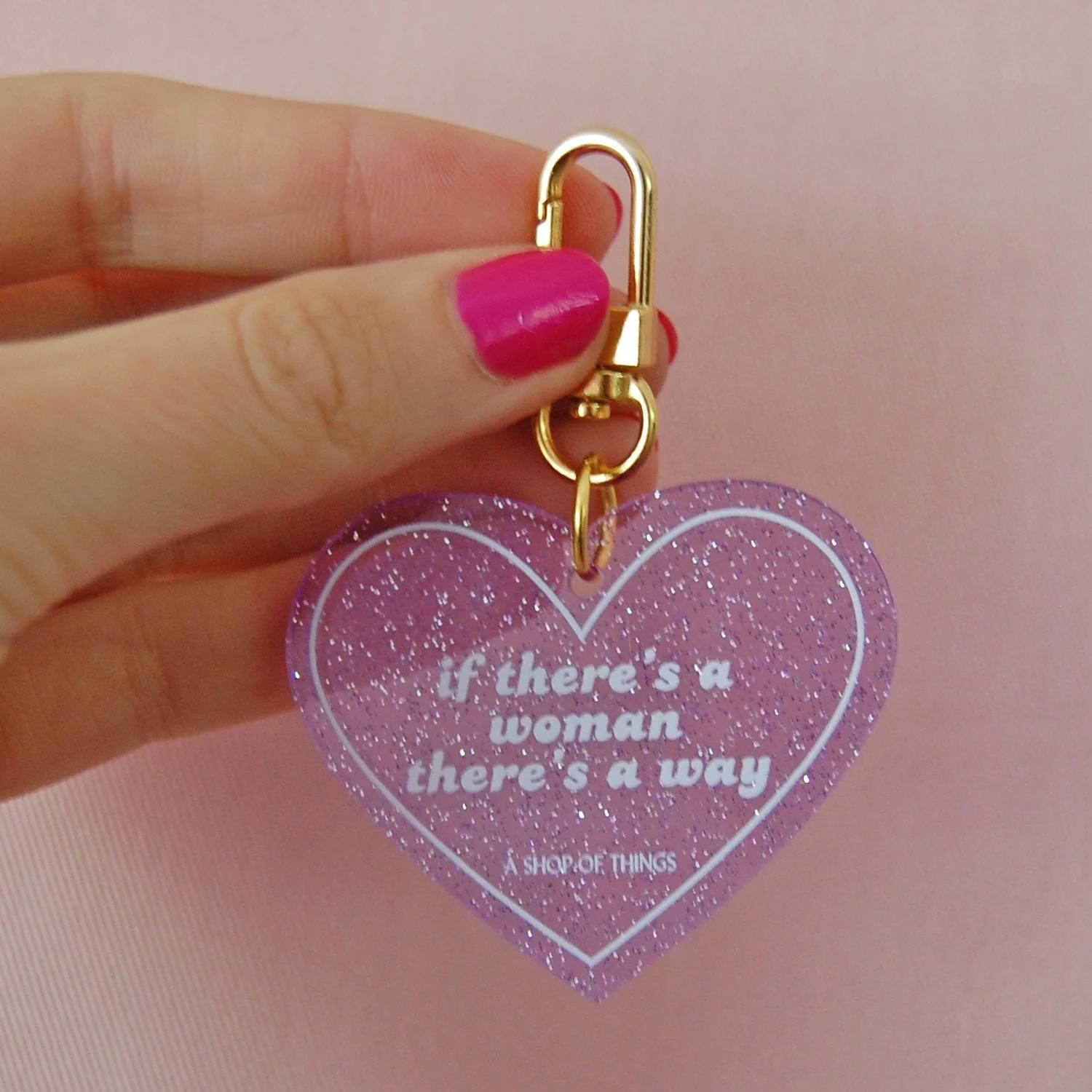 If There's A Woman There's A Way Heart Shaped Keychain - Image 4