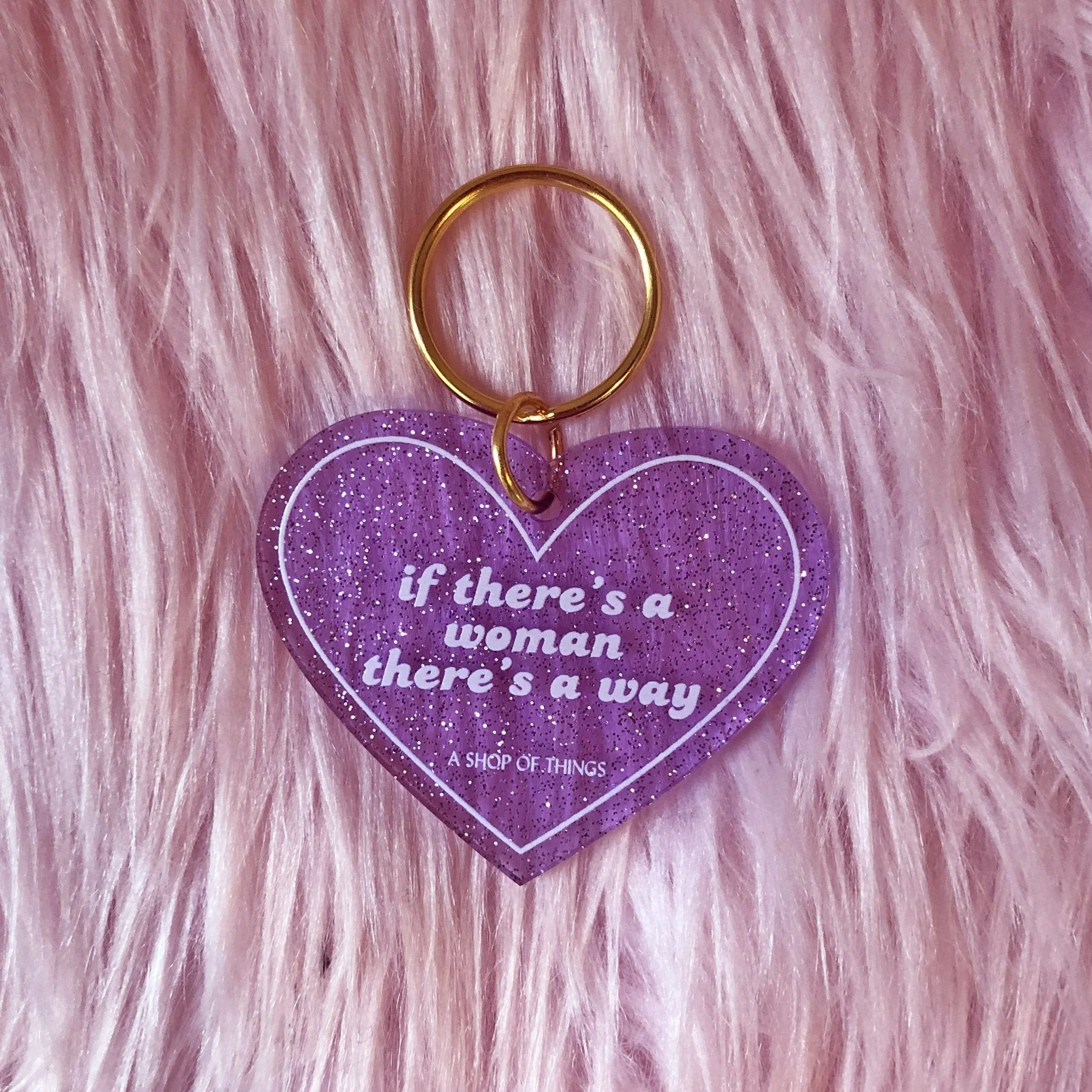 If There's A Woman There's A Way Heart Shaped Keychain - Image 5