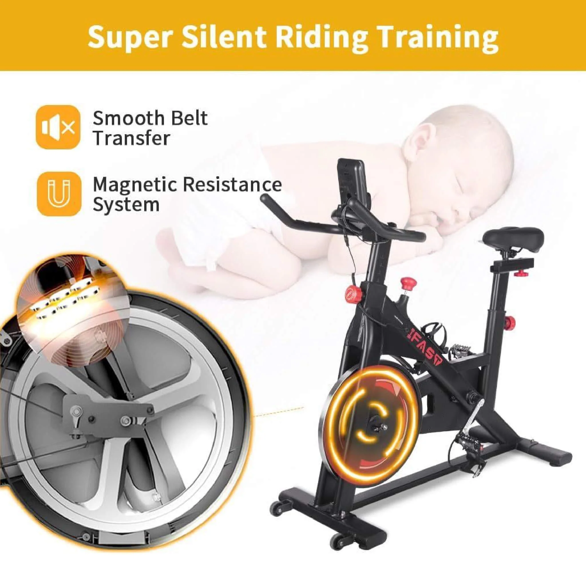 IFast Heavy-Duty Indoor Smart Stationary Fitness Cardio Training Spin Bike For Home Gyms (SAK65195) - Image 4