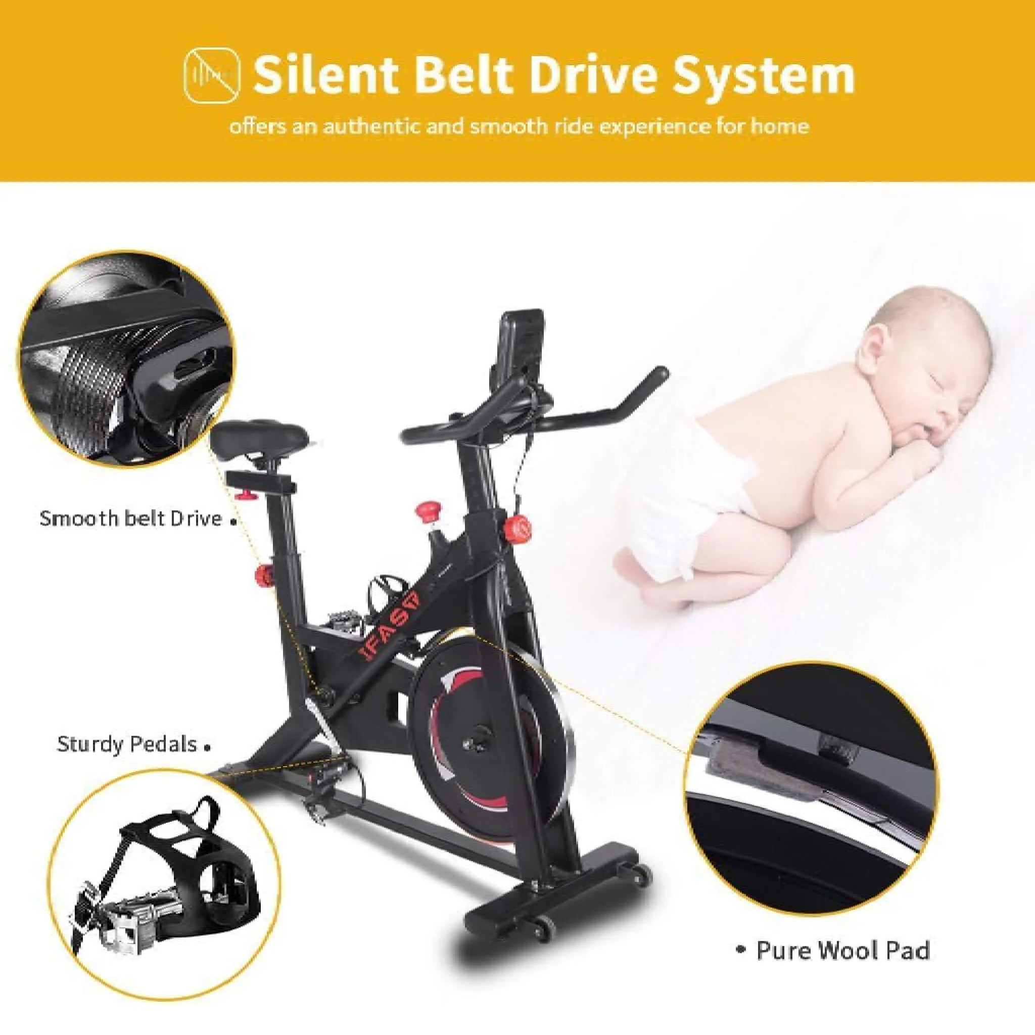 IFast Heavy-Duty Indoor Smart Stationary Fitness Cardio Training Spin Bike For Home Gyms (SAK65195) - Image 5