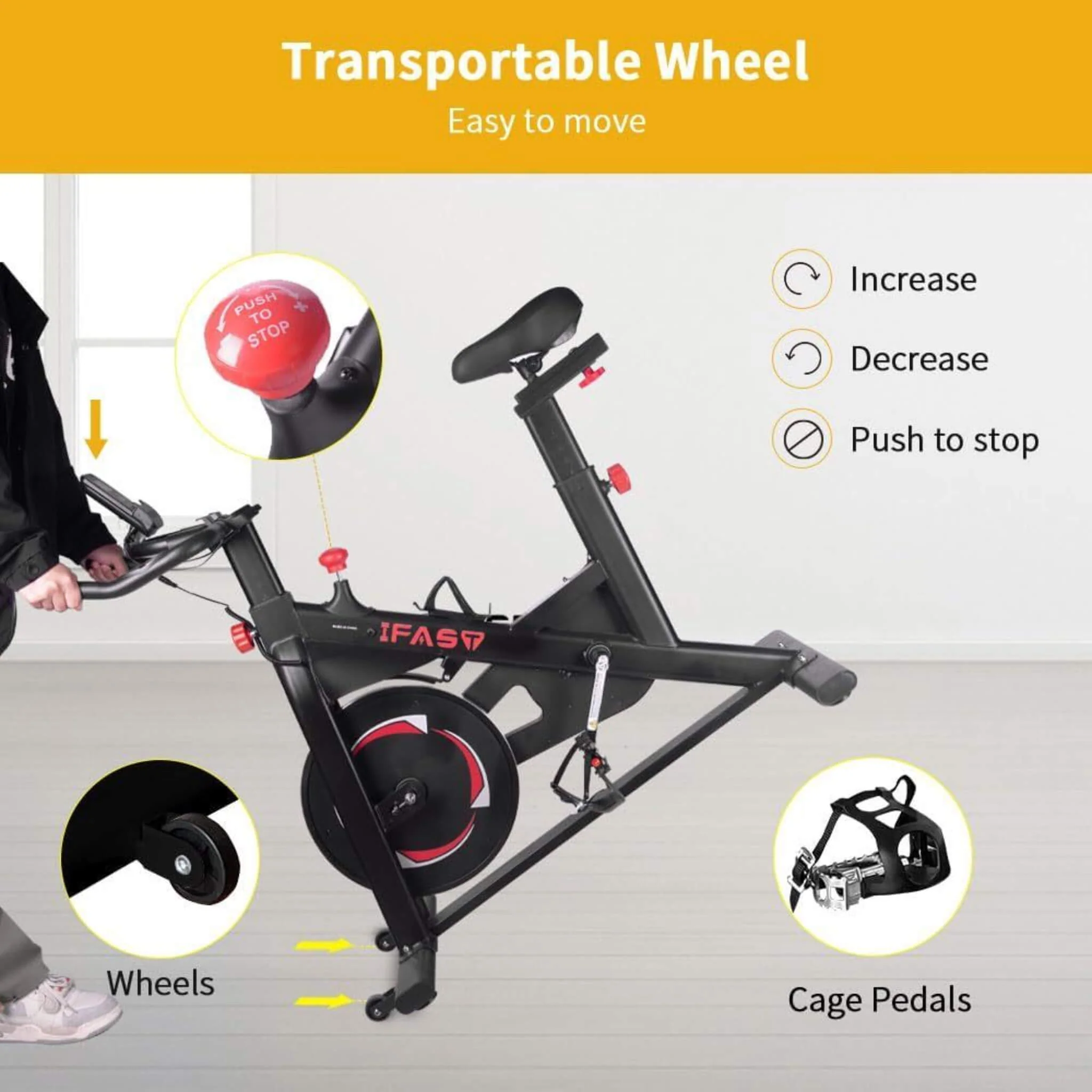 IFast Heavy-Duty Indoor Smart Stationary Fitness Cardio Training Spin Bike For Home Gyms (SAK65195) - Image 6