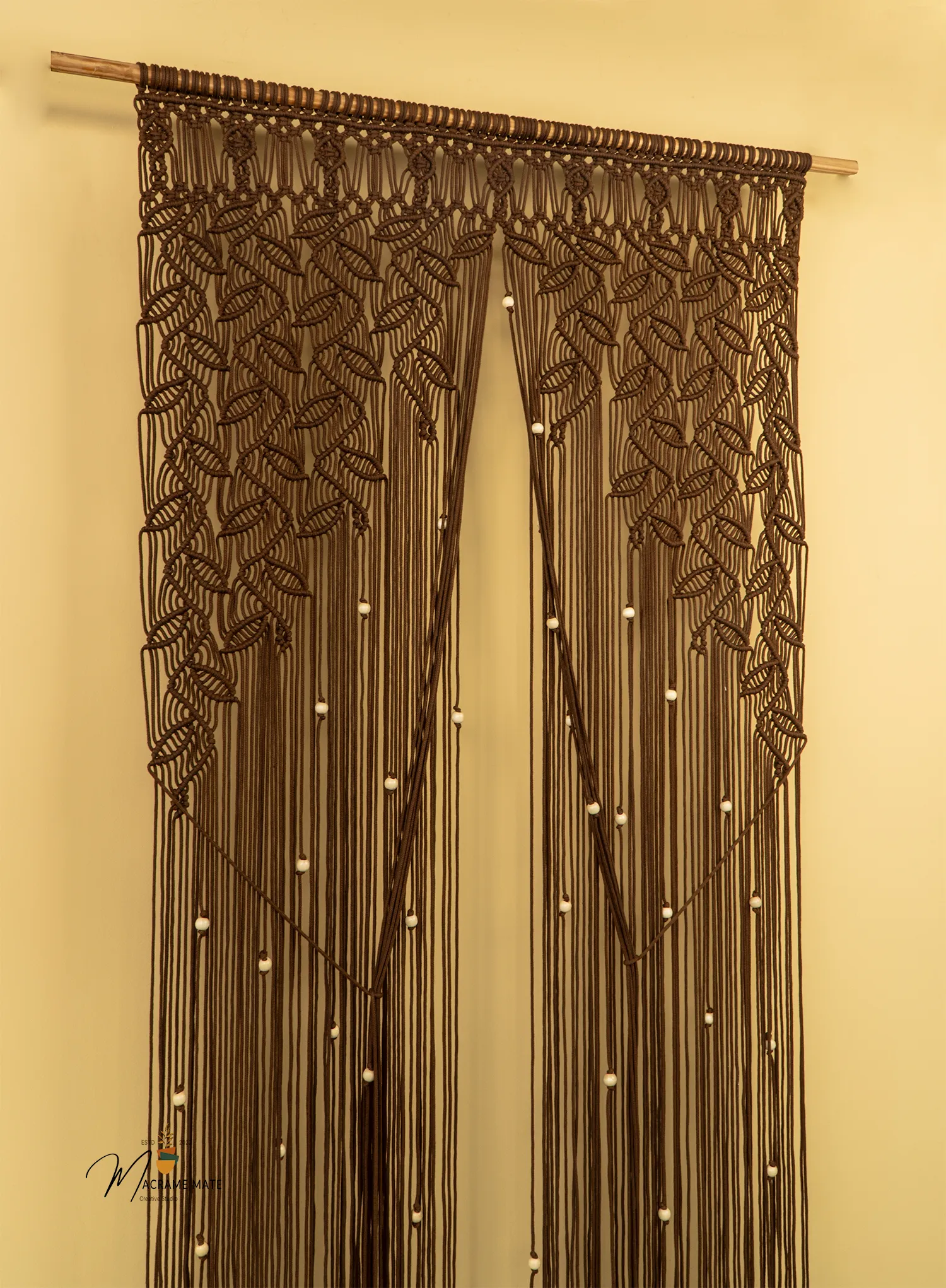 Indigo Brown Macrame Leaf Door Curtain - Image 11