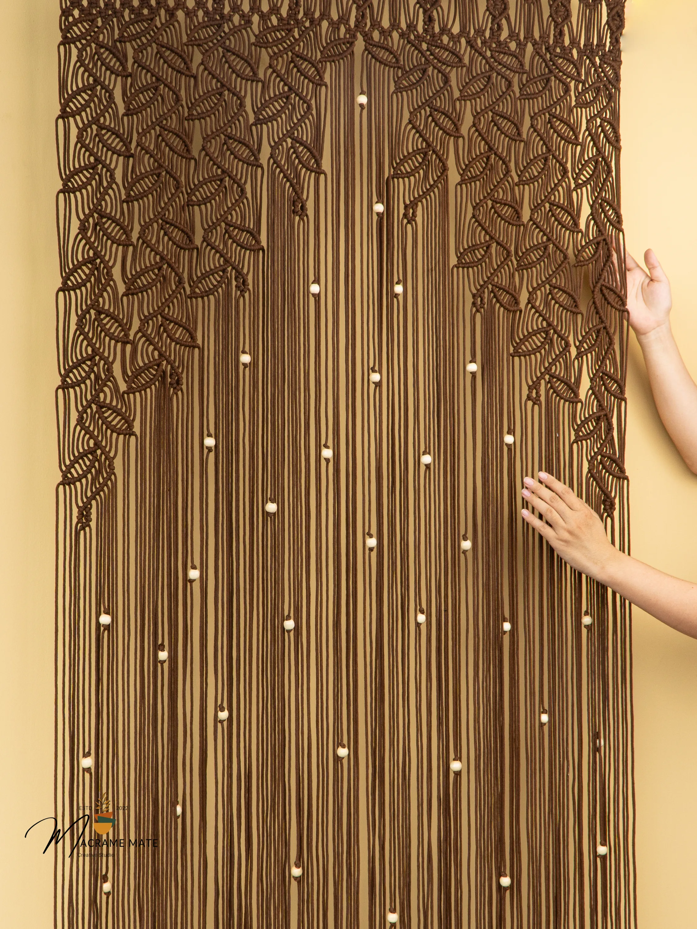Indigo Brown Macrame Leaf Door Curtain - Image 13