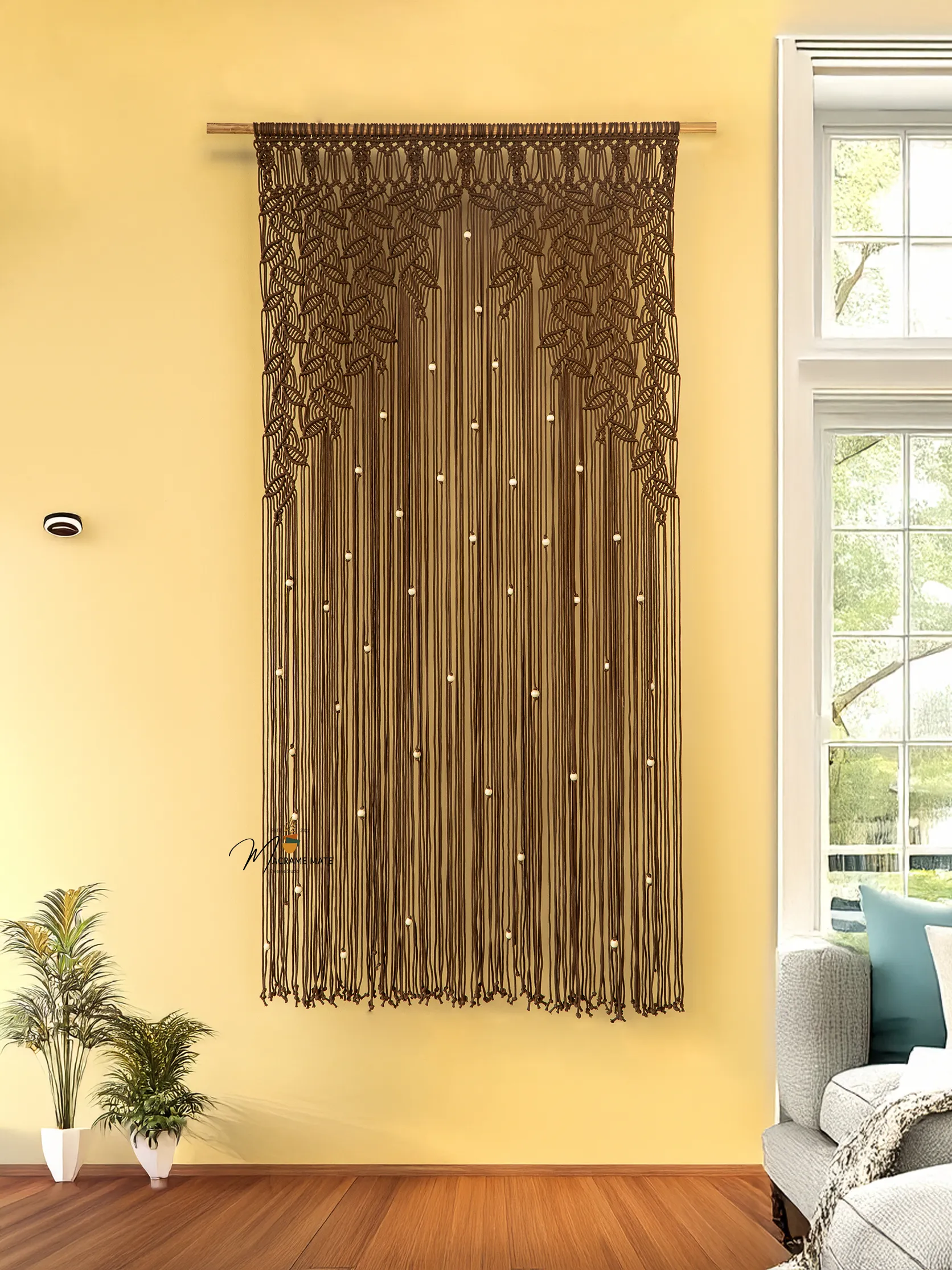 Indigo Brown Macrame Leaf Door Curtain - Image 14