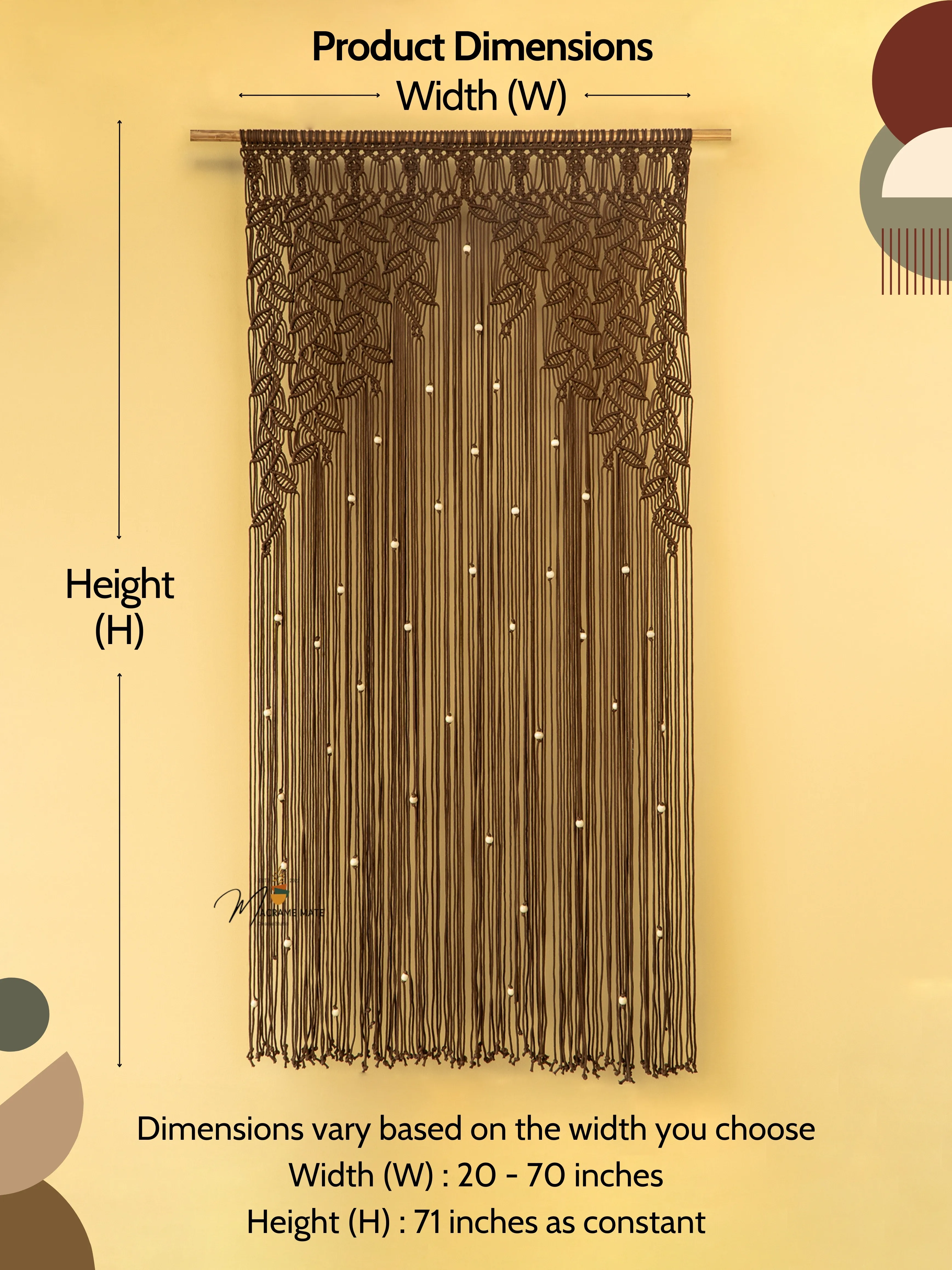 Indigo Brown Macrame Leaf Door Curtain - Image 2