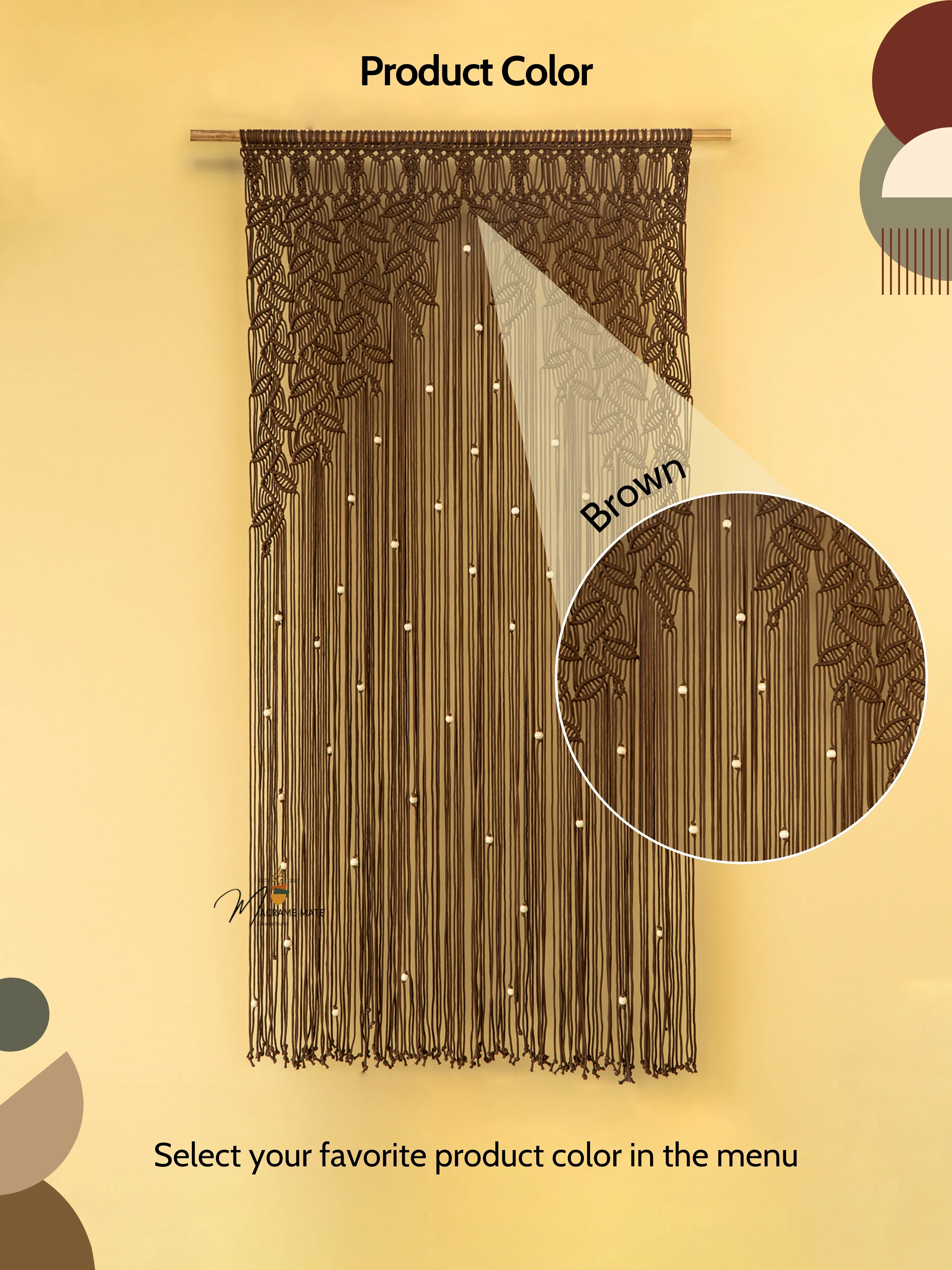 Indigo Brown Macrame Leaf Door Curtain - Image 3