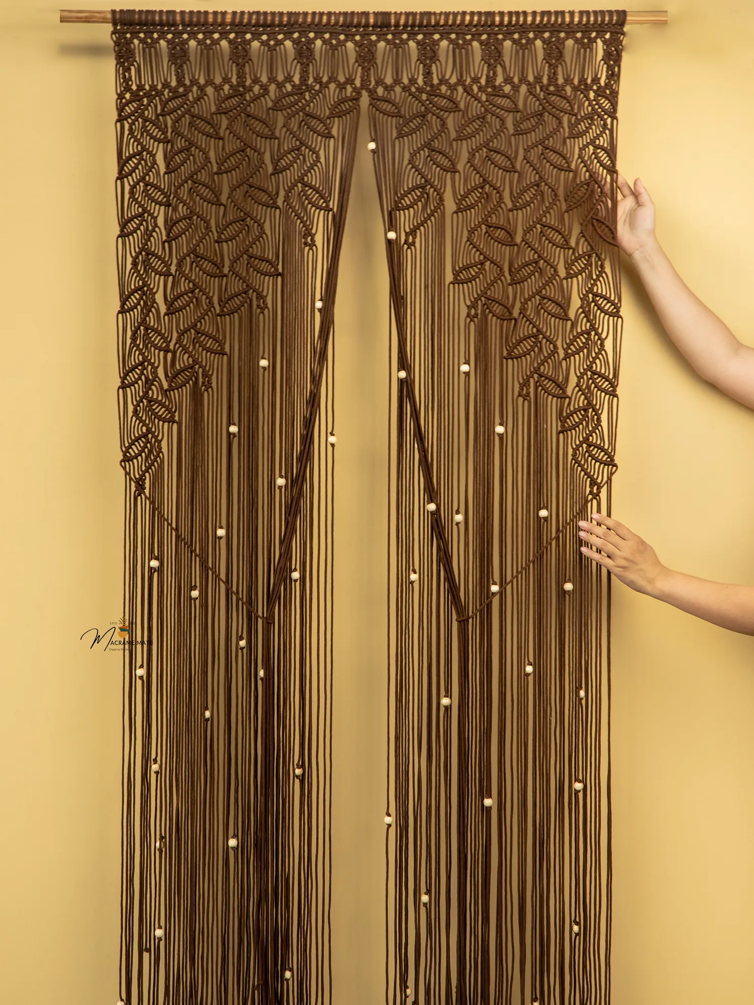 Indigo Brown Macrame Leaf Door Curtain - Image 5