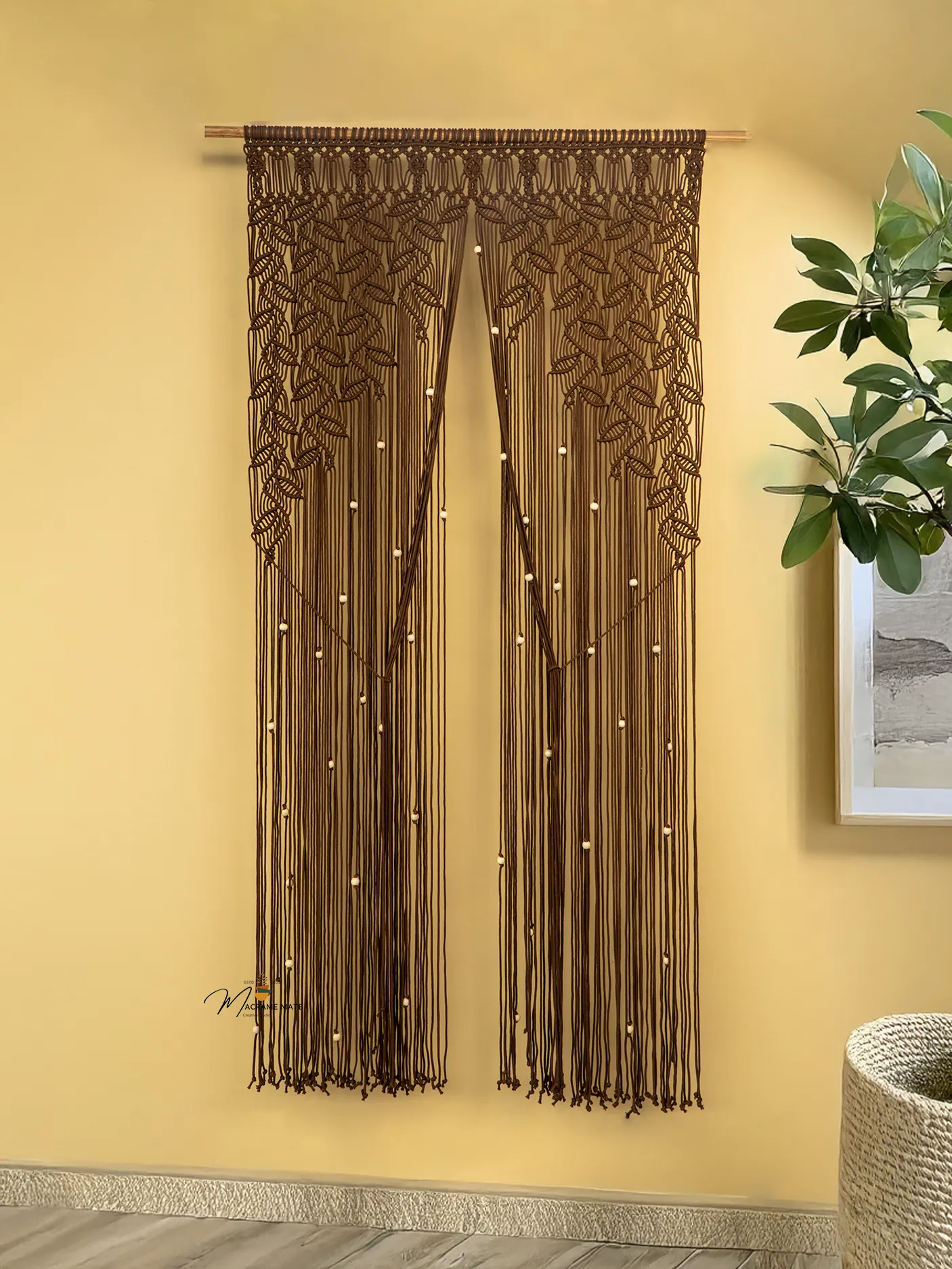 Indigo Brown Macrame Leaf Door Curtain - Image 7