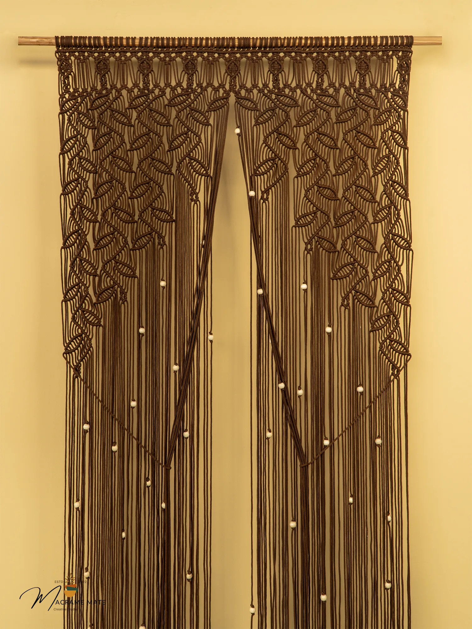 Indigo Brown Macrame Leaf Door Curtain - Image 8