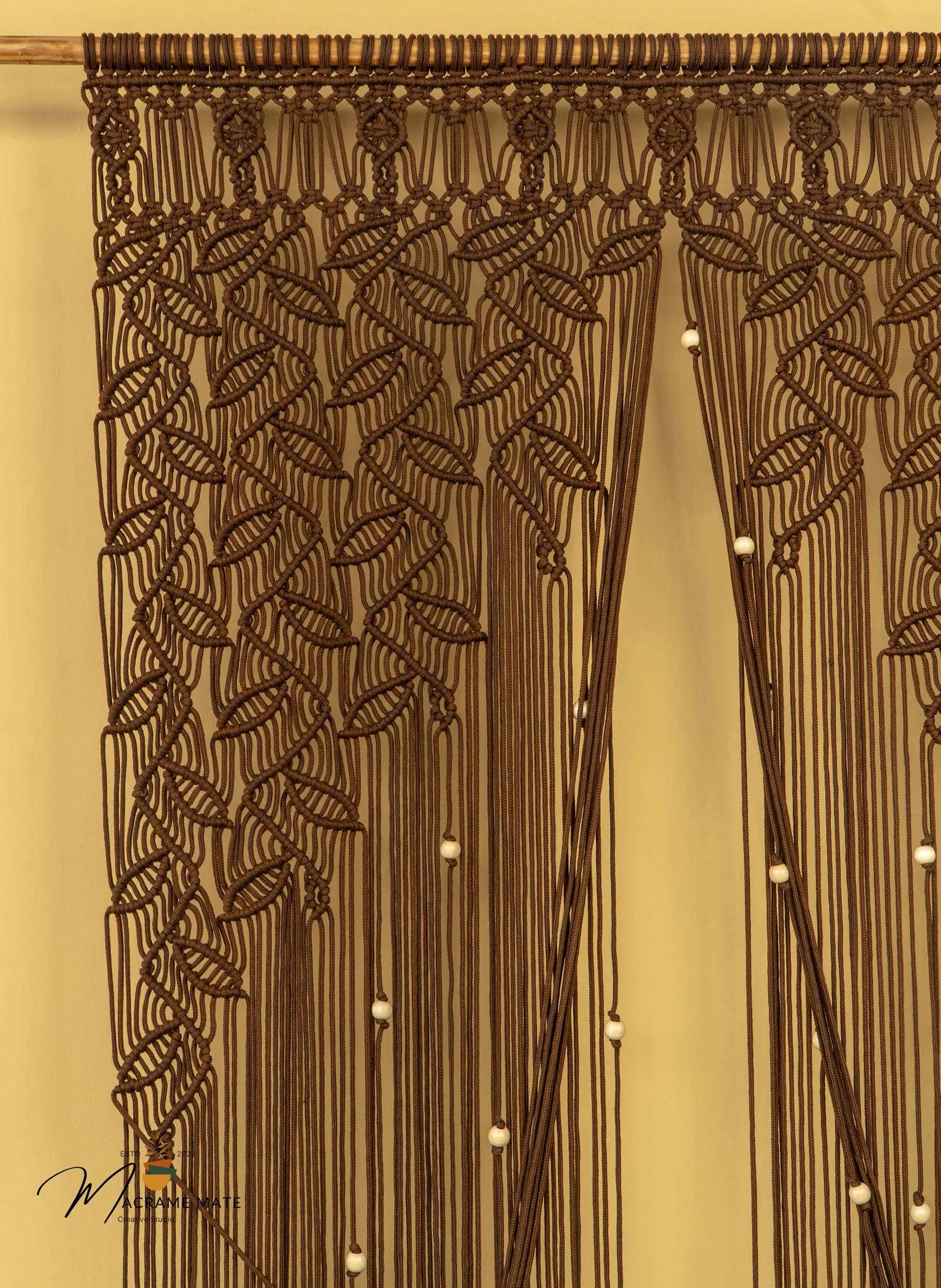 Indigo Brown Macrame Leaf Door Curtain - Image 9