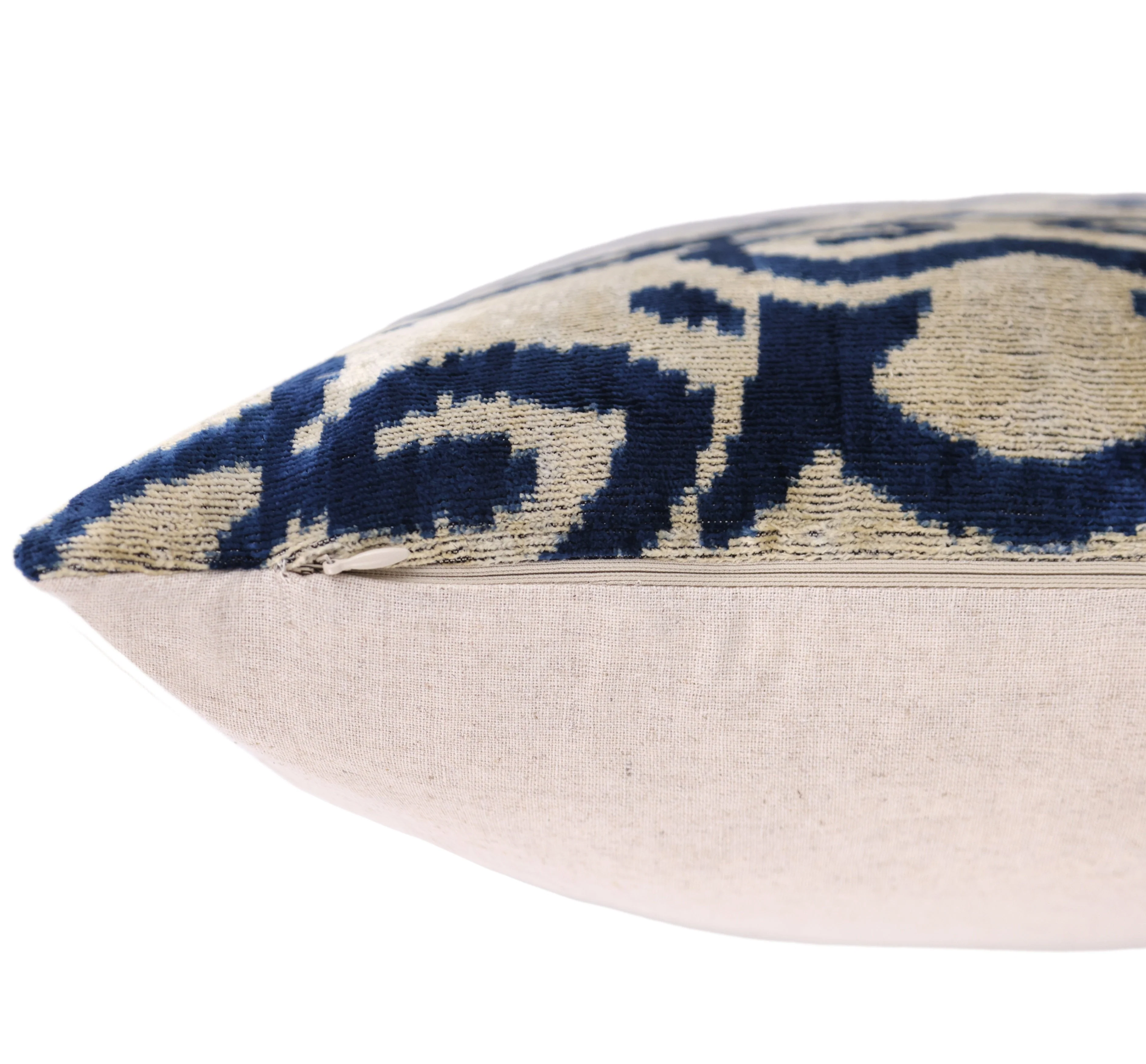 Indigo Ikat Velvet Pillow – Handmade 16x16 Square Accent Cushion - Image 6