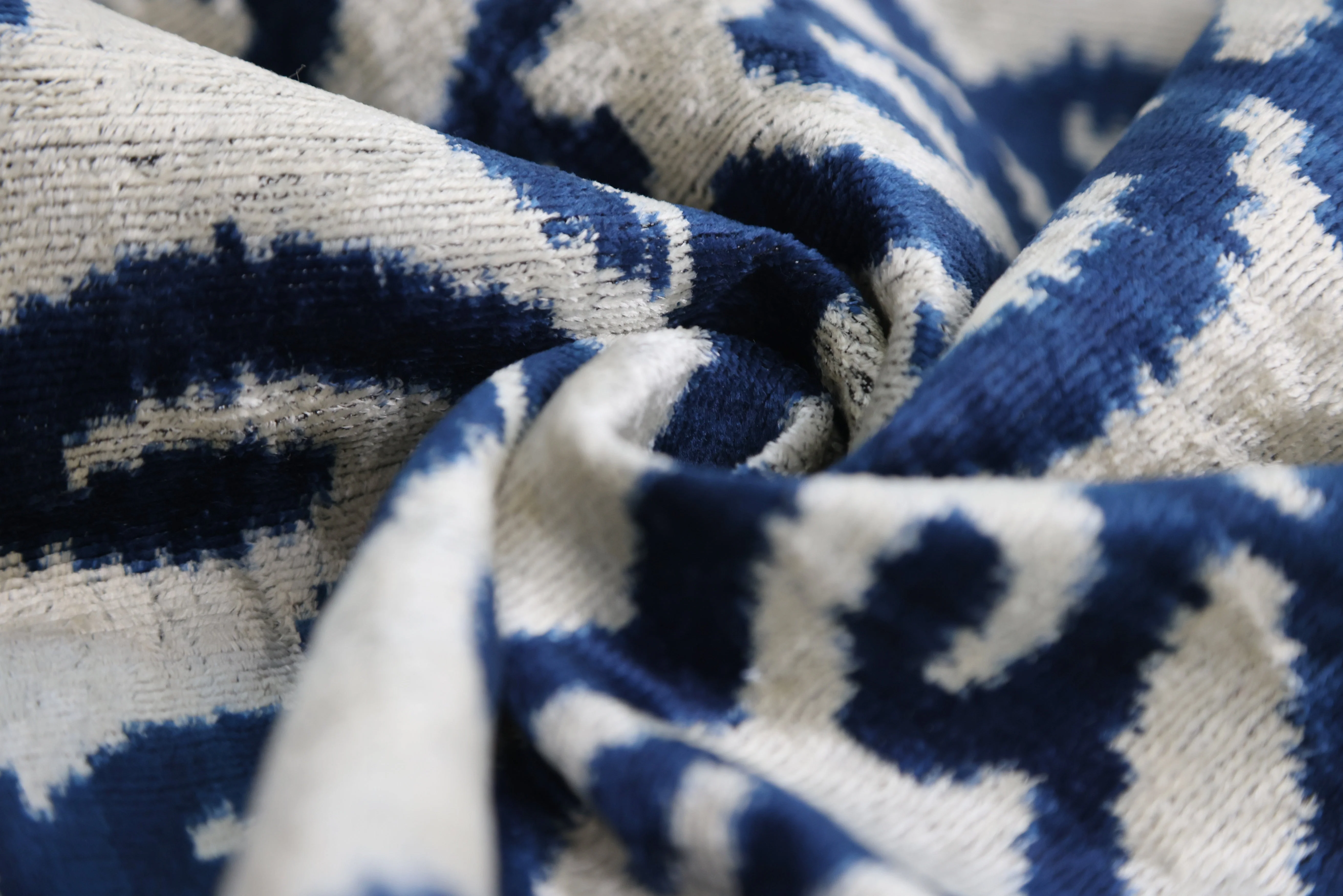 Indigo Ikat Velvet Pillow – Handmade 16x16 Square Accent Cushion - Image 7