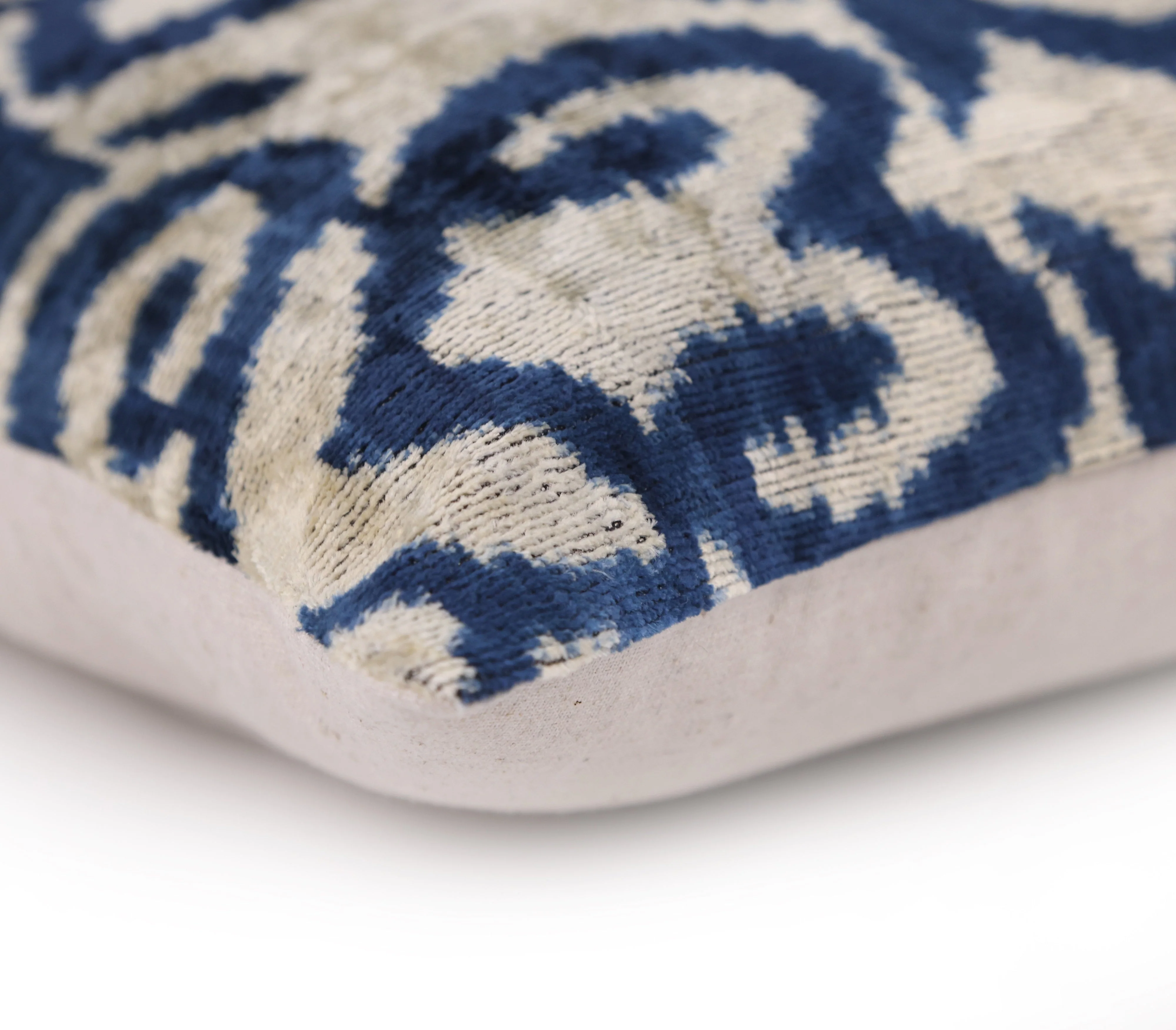Indigo Ikat Velvet Pillow – Handmade 16x16 Square Accent Cushion - Image 8