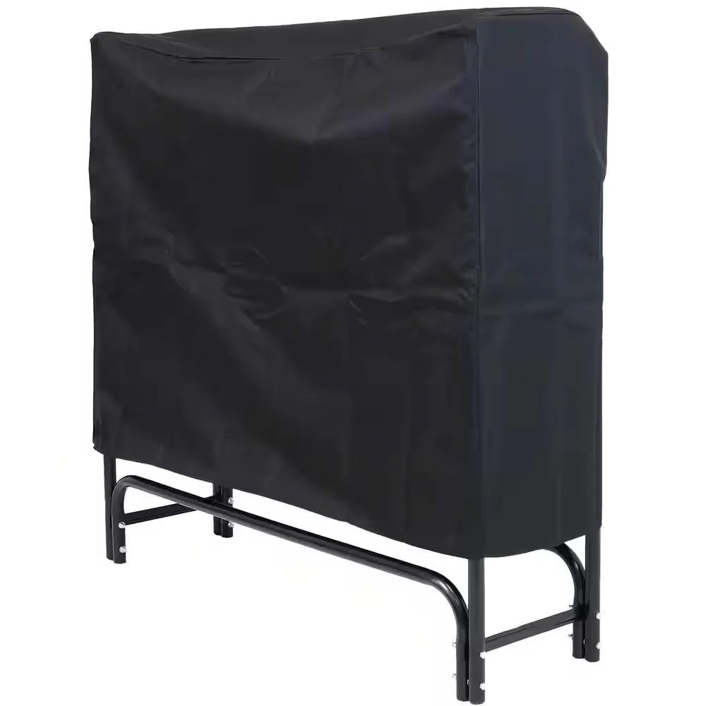Indoor/Outdoor 4-Ft. Black Metal Firewood Rack with Cover - Image 3
