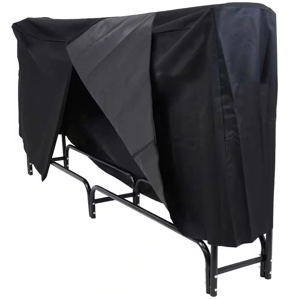 Indoor/Outdoor 8-ft. Black Metal Firewood Rack with Cover - Image 3